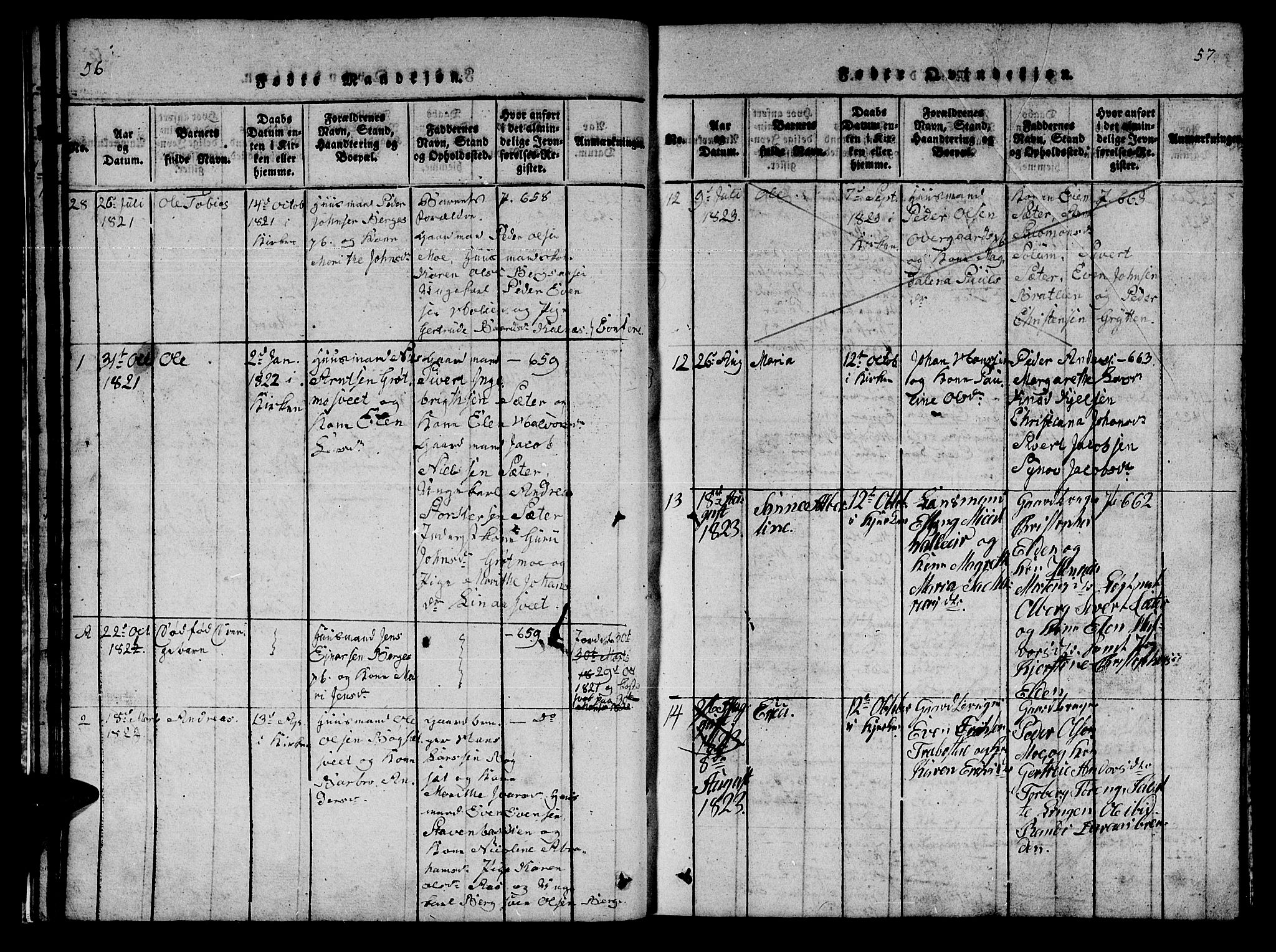 Ministerialprotokoller, klokkerbøker og fødselsregistre - Nord-Trøndelag, AV/SAT-A-1458/742/L0411: Parish register (copy) no. 742C02, 1817-1825, p. 56-57