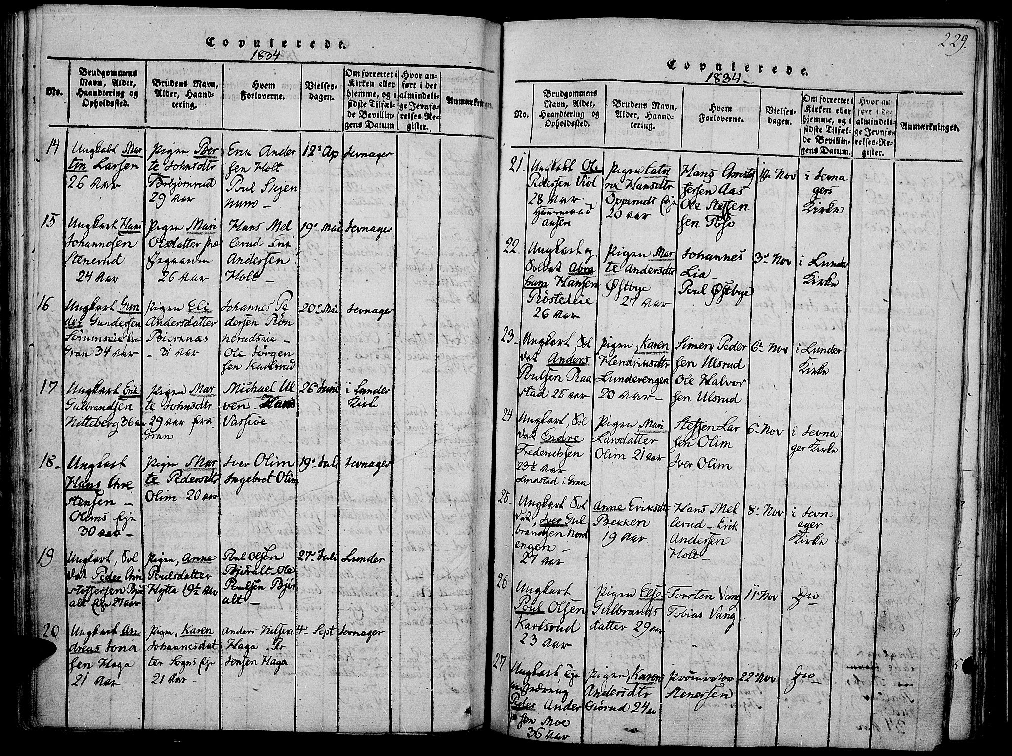 Jevnaker prestekontor, SAH/PREST-116/H/Ha/Haa/L0005: Parish register (official) no. 5, 1815-1837, p. 229