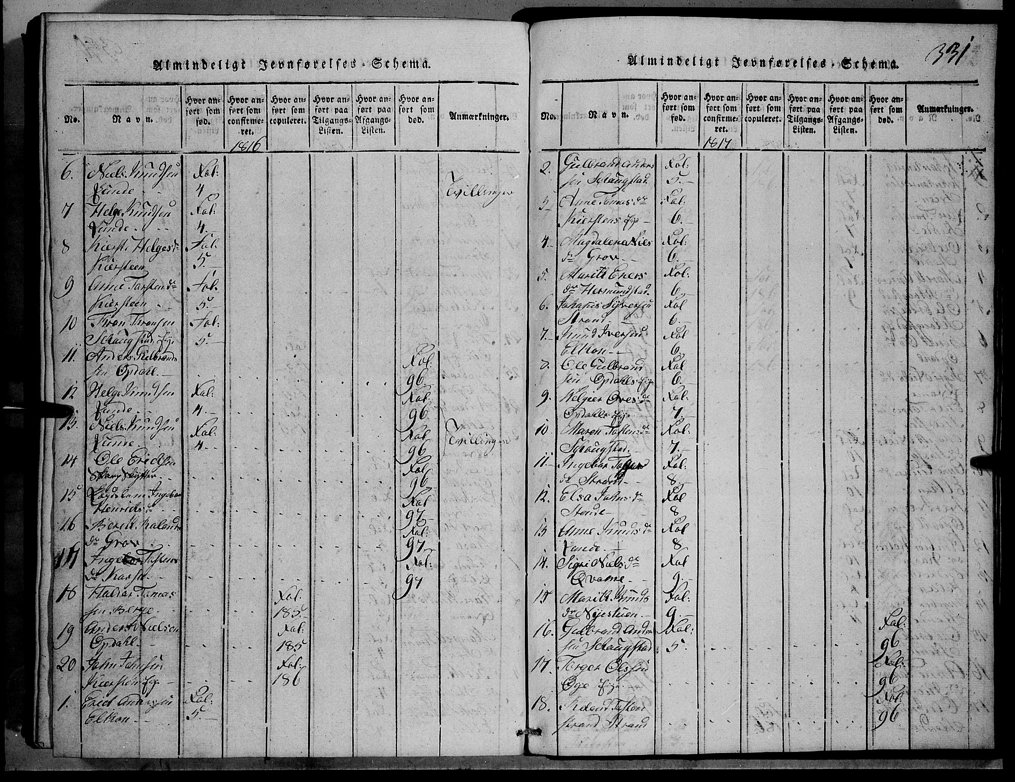 Vang prestekontor, Valdres, AV/SAH-PREST-140/H/Hb/L0001: Parish register (copy) no. 1, 1814-1820, p. 331