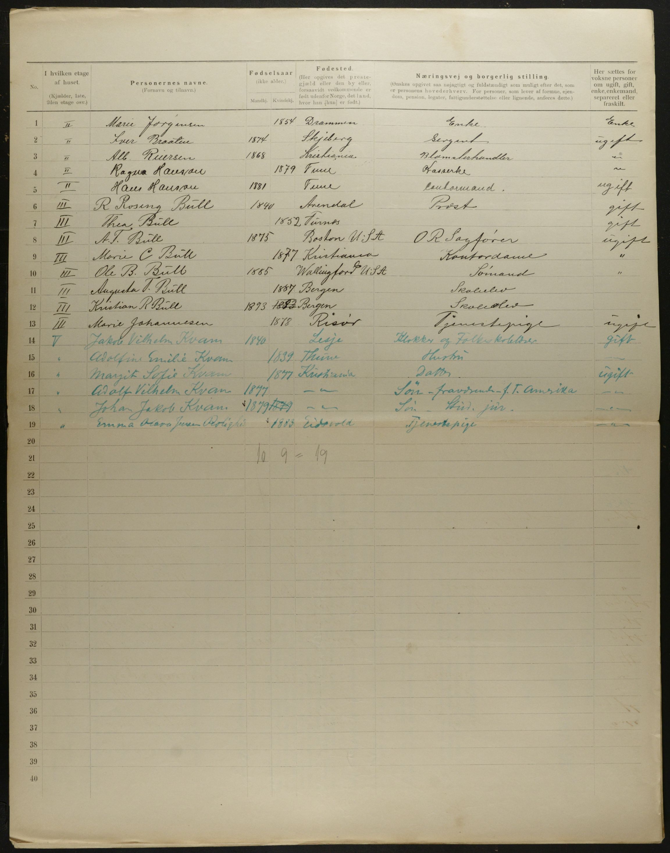 OBA, Municipal Census 1901 for Kristiania, 1901, p. 8396