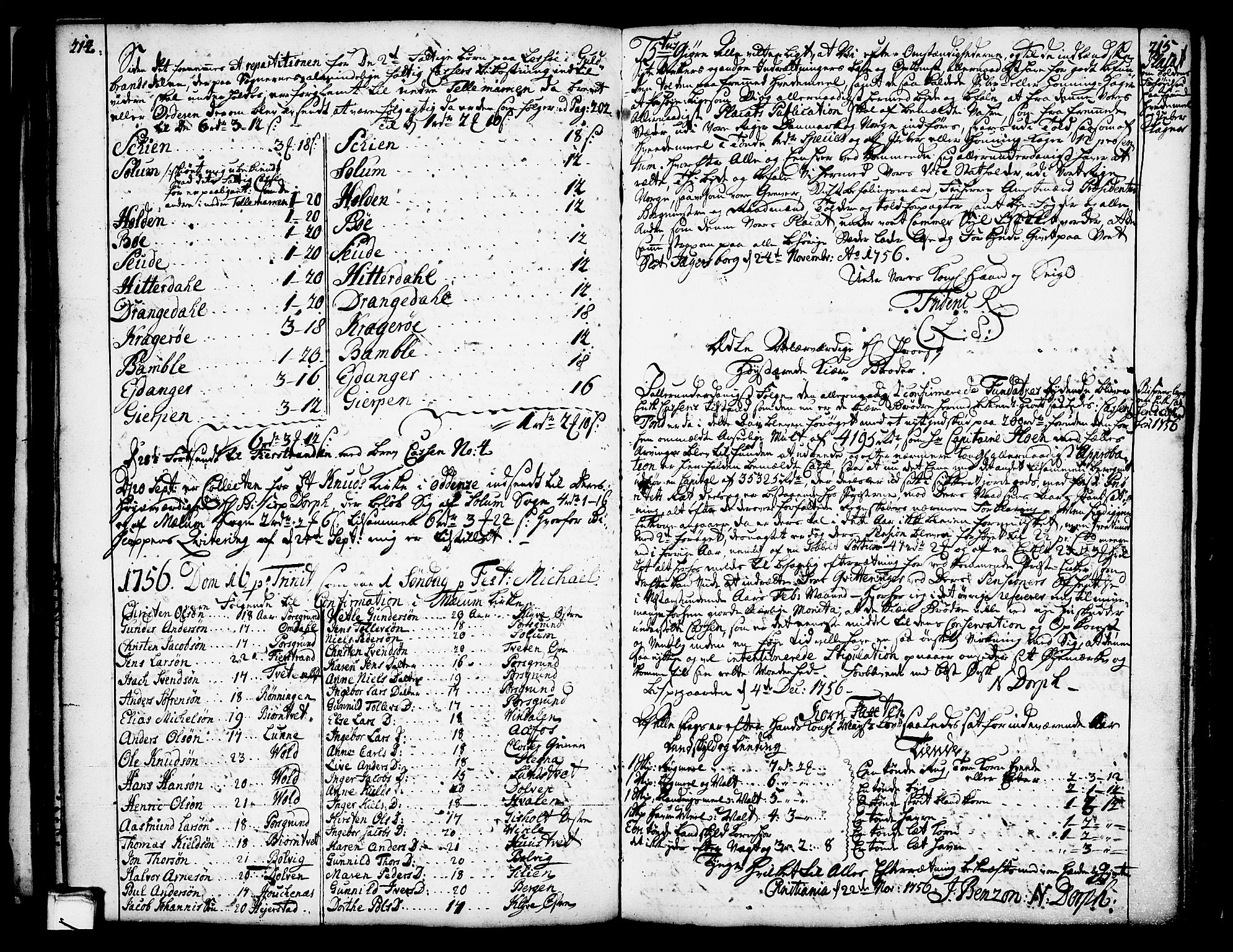 Solum sokneprestkontor, AV/SAKO-A-305/A/Aa/L0002: Other parish register no. 2, 1743-1791, p. 214-215