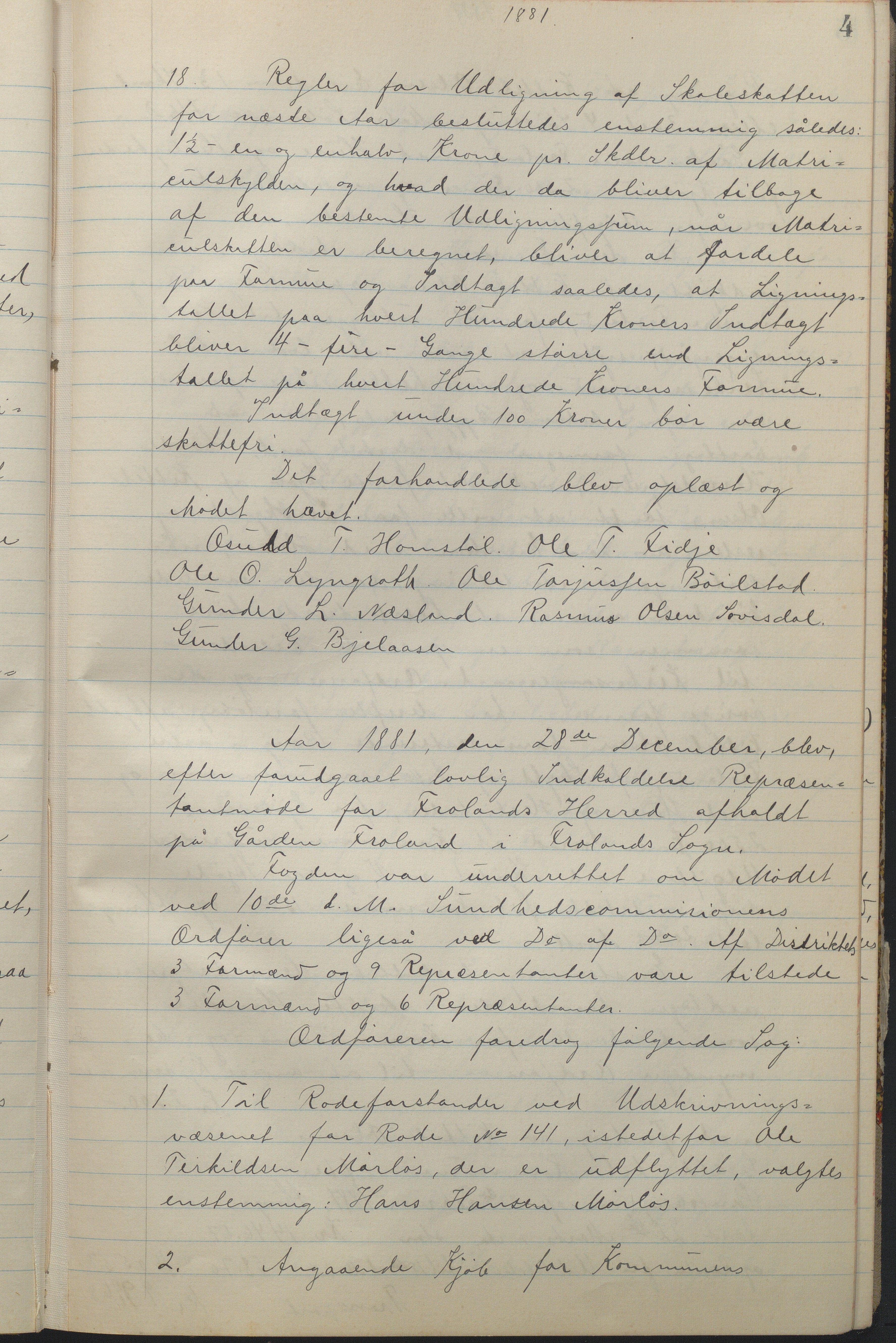 Froland kommune, Formannskap og Kommunestyre, AAKS/KA0919-120/A_1/L0002: Forhandlingsprotokoll, 1881-1895, p. 4