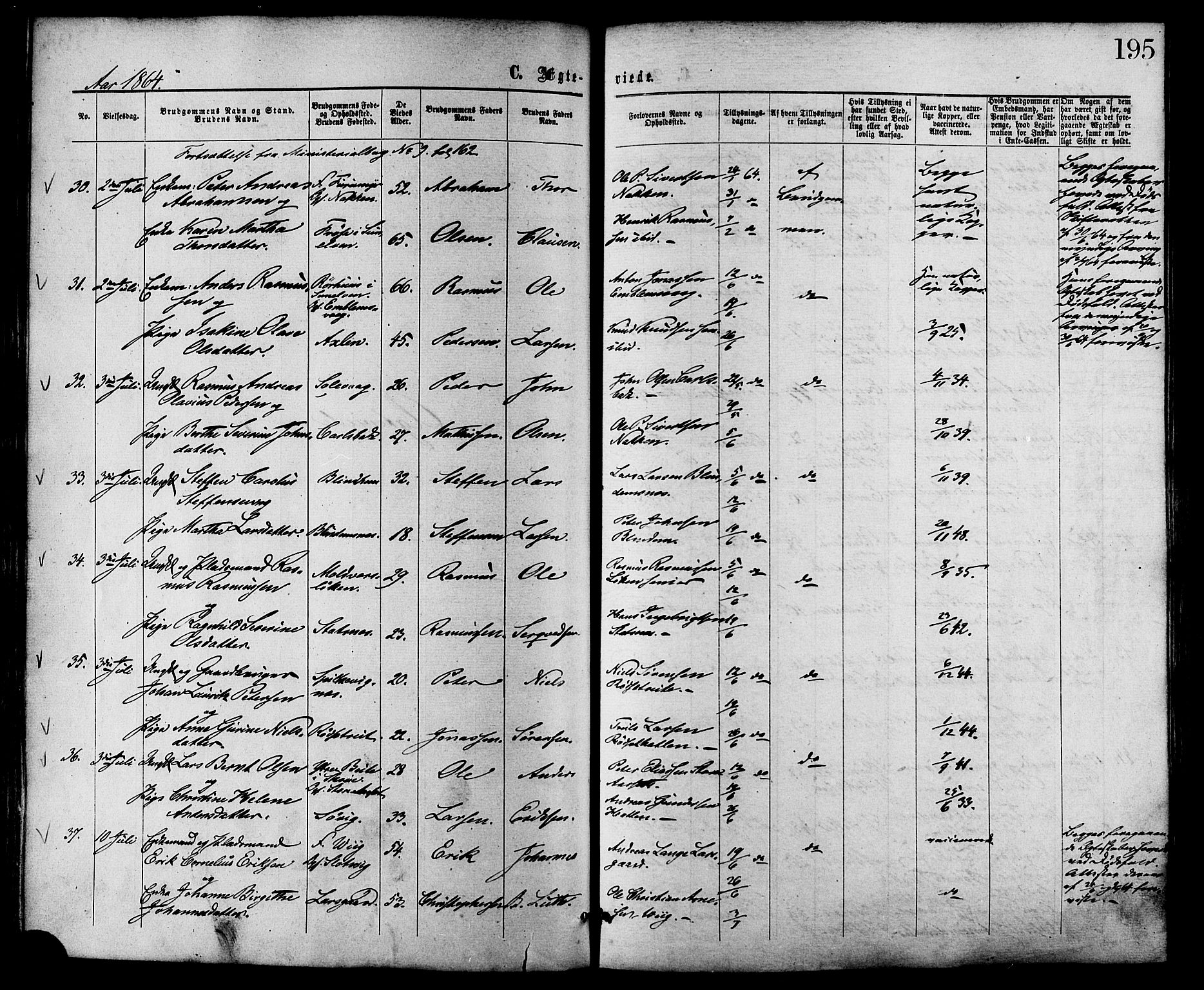 Ministerialprotokoller, klokkerbøker og fødselsregistre - Møre og Romsdal, AV/SAT-A-1454/528/L0399: Parish register (official) no. 528A10, 1864-1879, p. 195