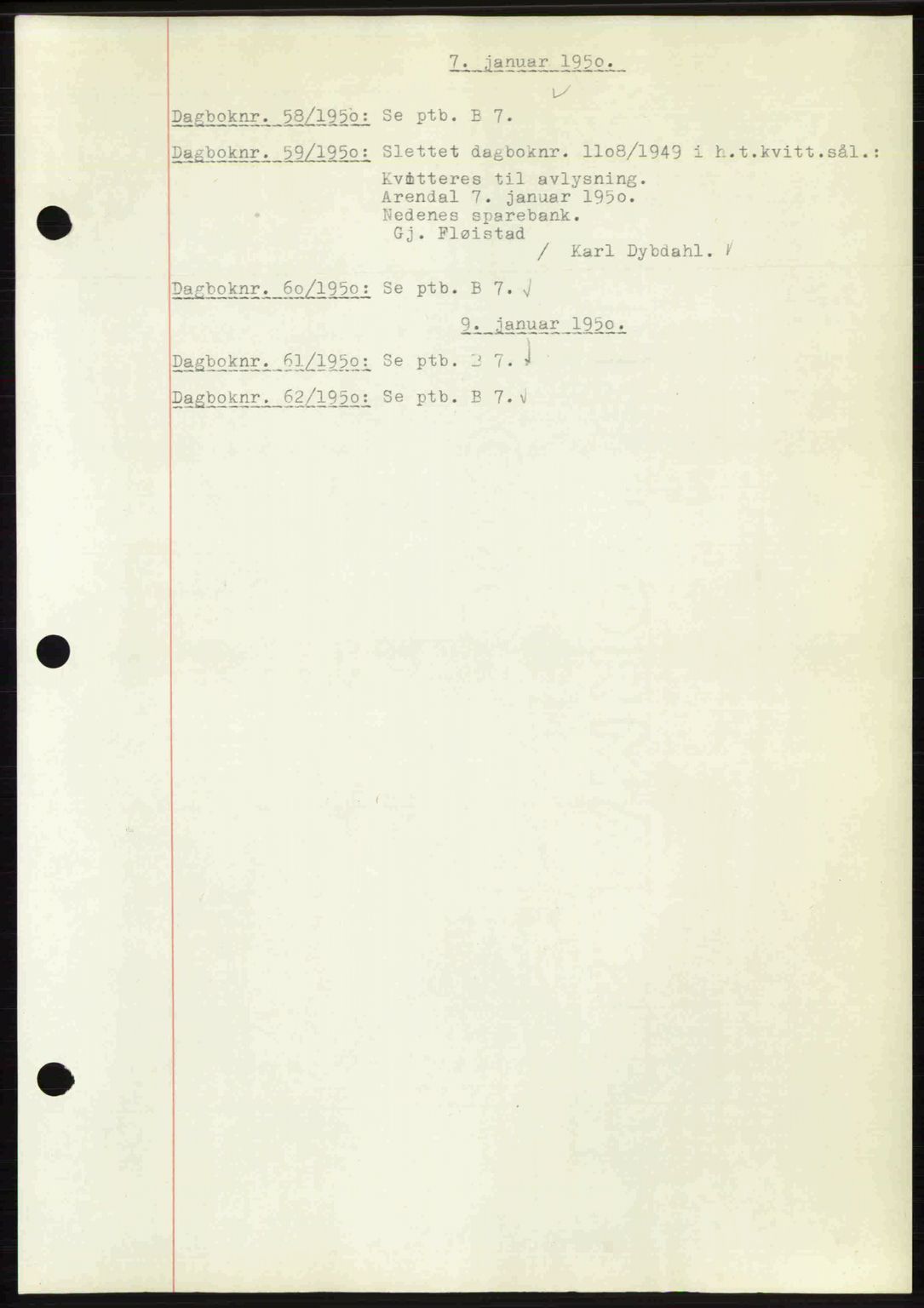 Nedenes sorenskriveri, AV/SAK-1221-0006/G/Gb/Gba/L0062: Mortgage book no. A14, 1949-1950, Diary no: : 58/1950