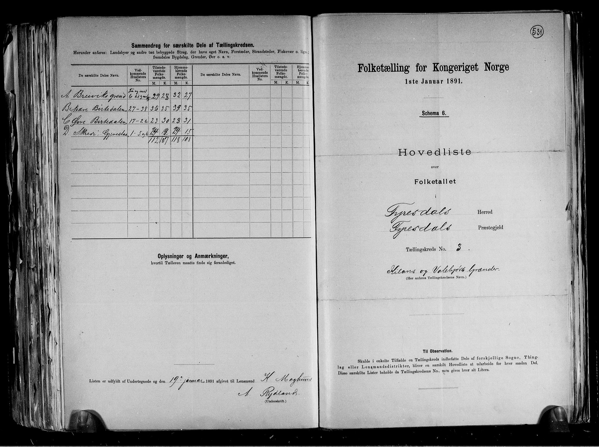 RA, 1891 census for 0831 Fyresdal, 1891, p. 10