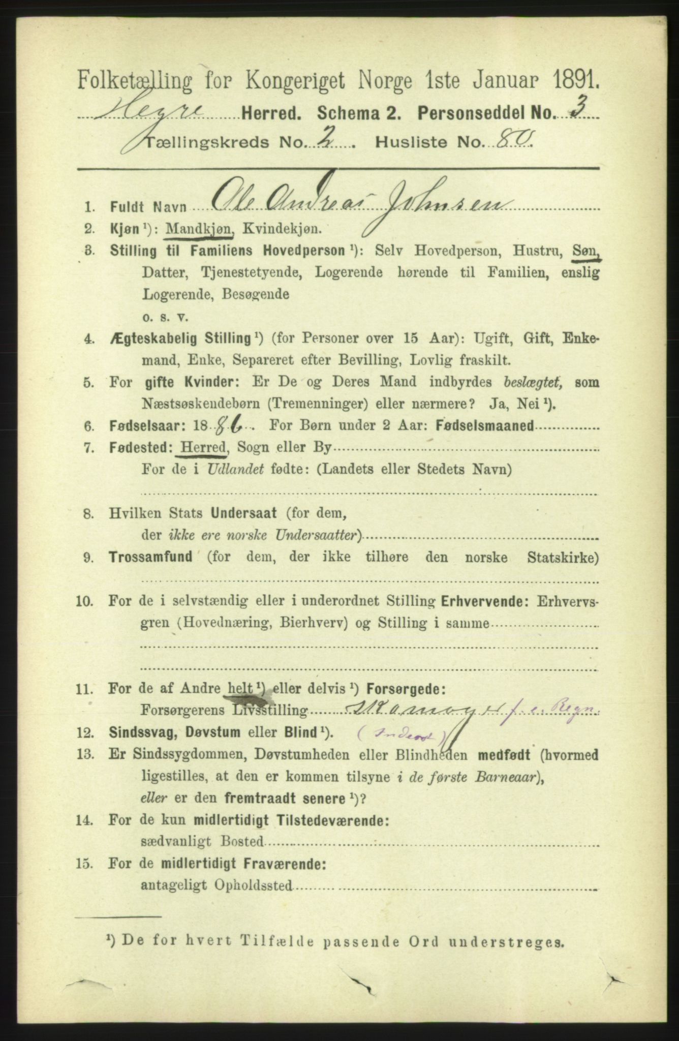 RA, 1891 census for 1712 Hegra, 1891, p. 964