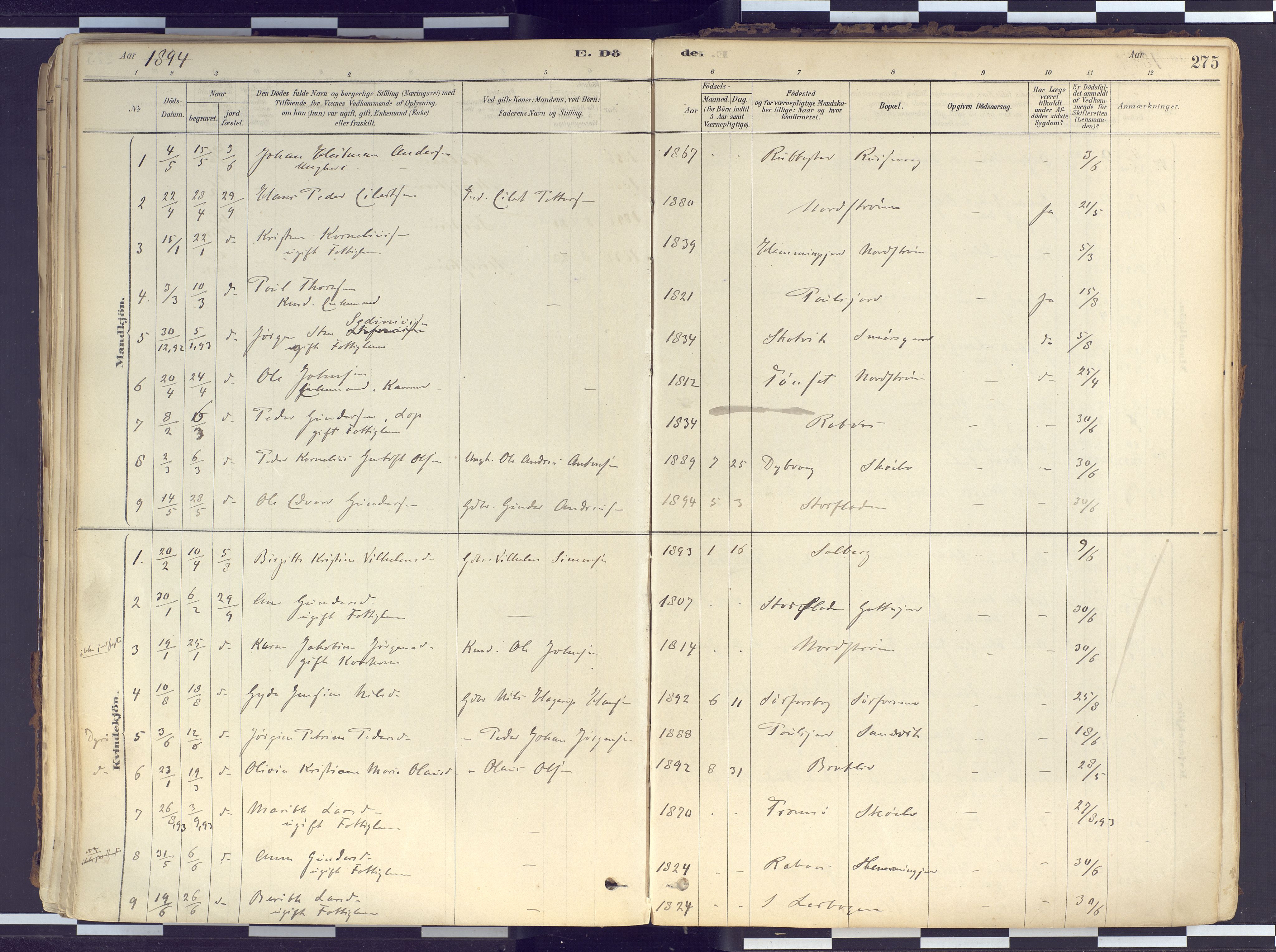 Tranøy sokneprestkontor, SATØ/S-1313/I/Ia/Iaa/L0010kirke: Parish register (official) no. 10, 1878-1904, p. 275