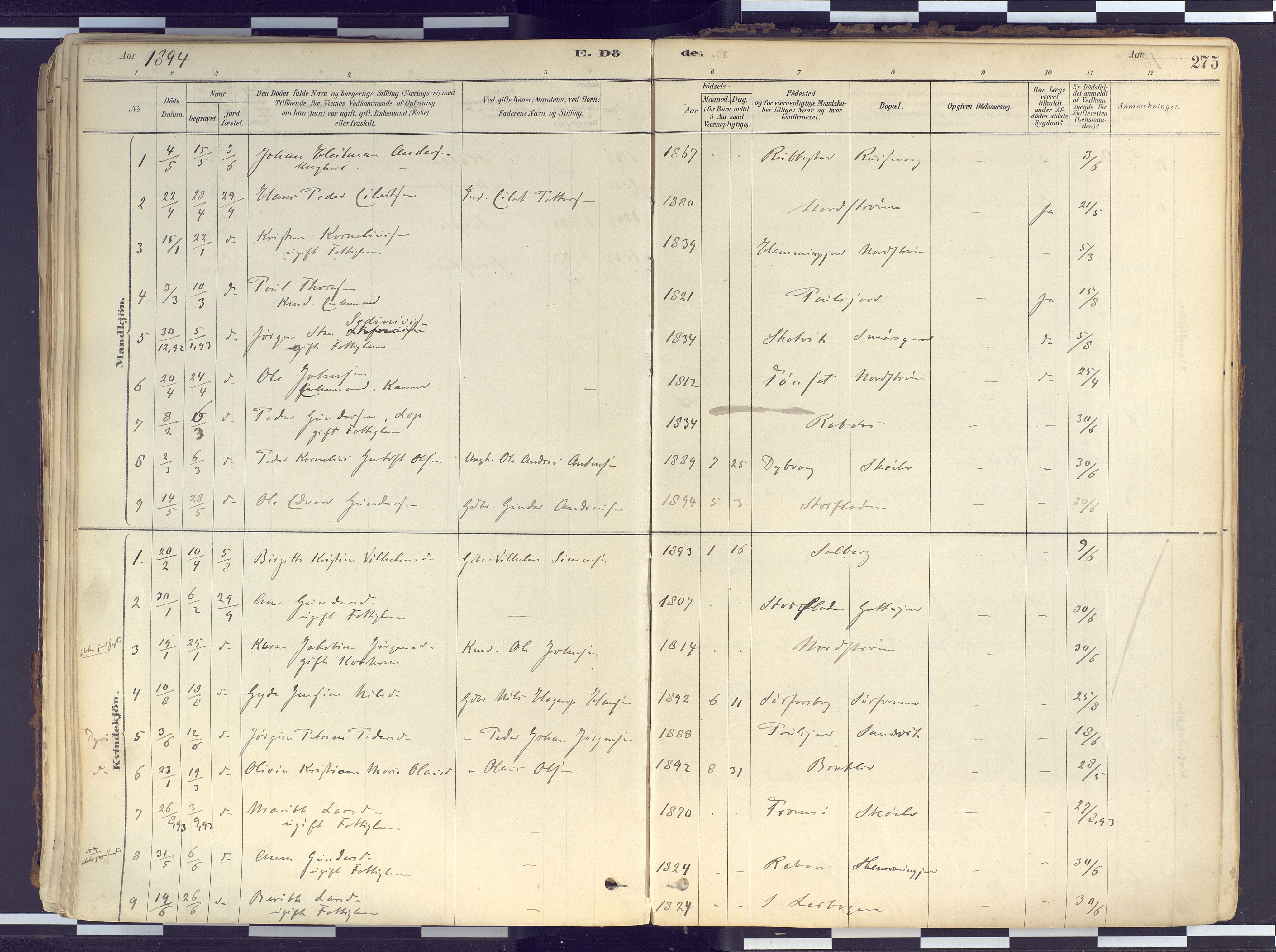 Tranøy sokneprestkontor, AV/SATØ-S-1313/I/Ia/Iaa/L0010kirke: Parish register (official) no. 10, 1878-1904, p. 275