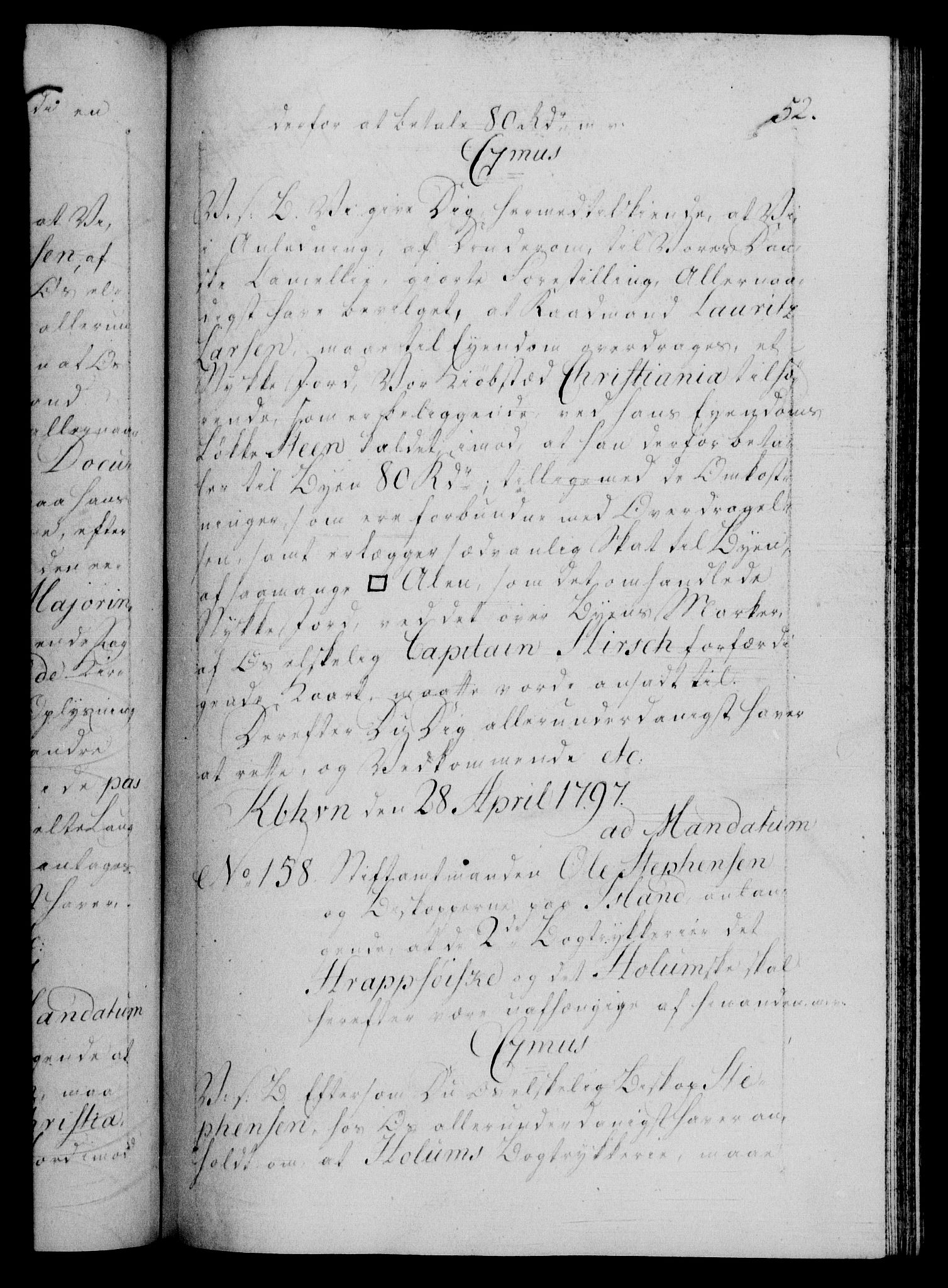 Danske Kanselli 1572-1799, AV/RA-EA-3023/F/Fc/Fca/Fcab/L0046: Norske tegnelser, 1797-1799, p. 52a