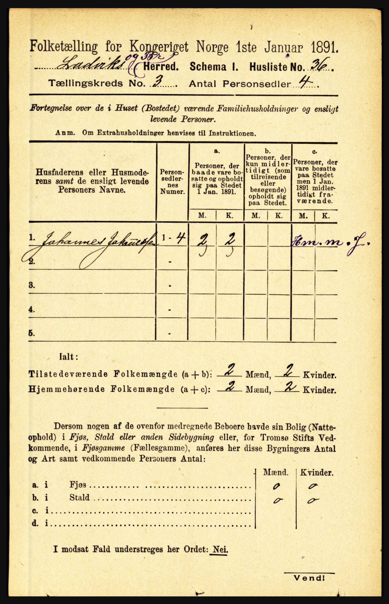 RA, 1891 census for 1415 Lavik og Brekke, 1891, p. 490