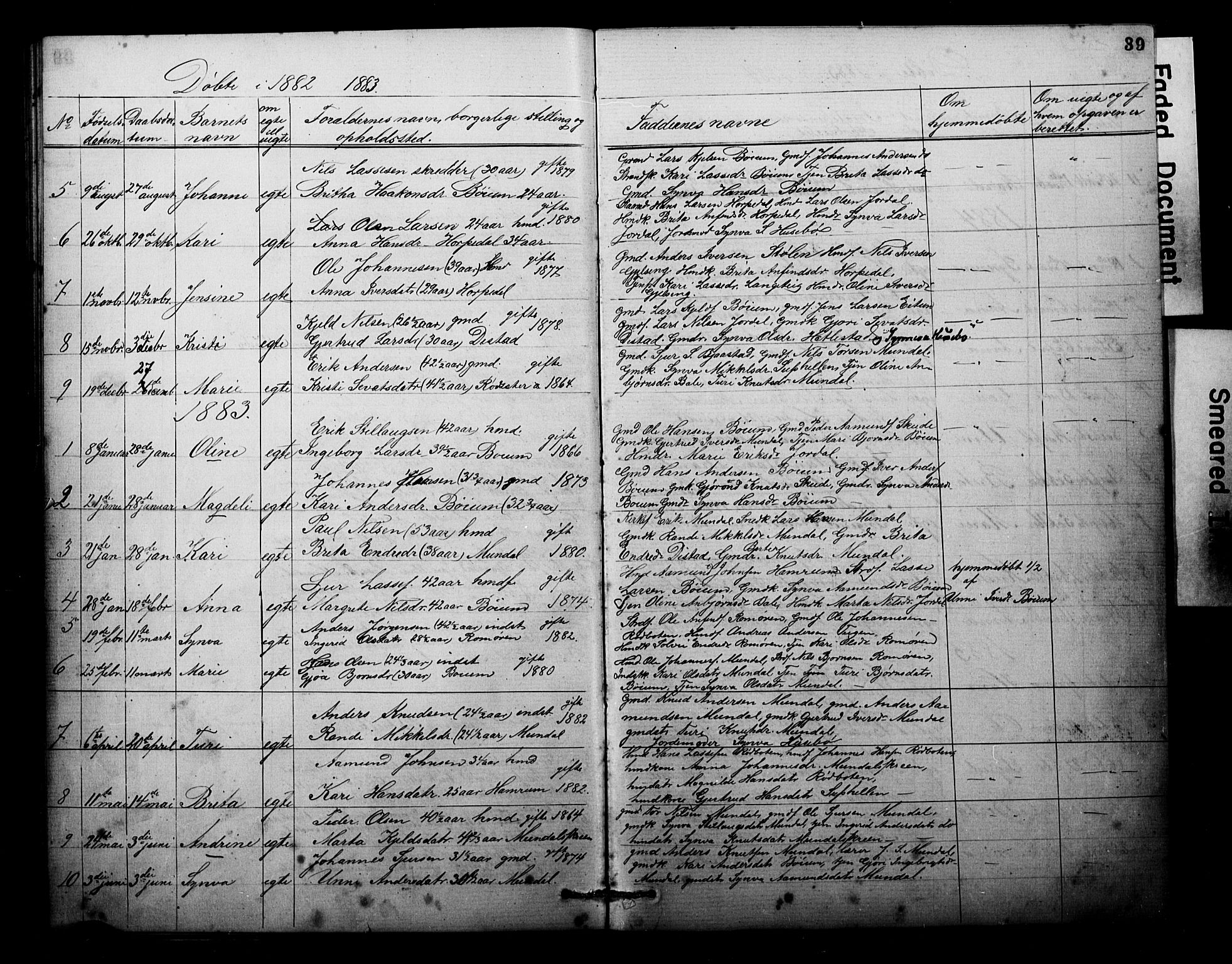 Balestrand sokneprestembete, AV/SAB-A-79601/H/Hab/Habb/L0001a: Parish register (copy) no. B 1a, 1880-1916, p. 39