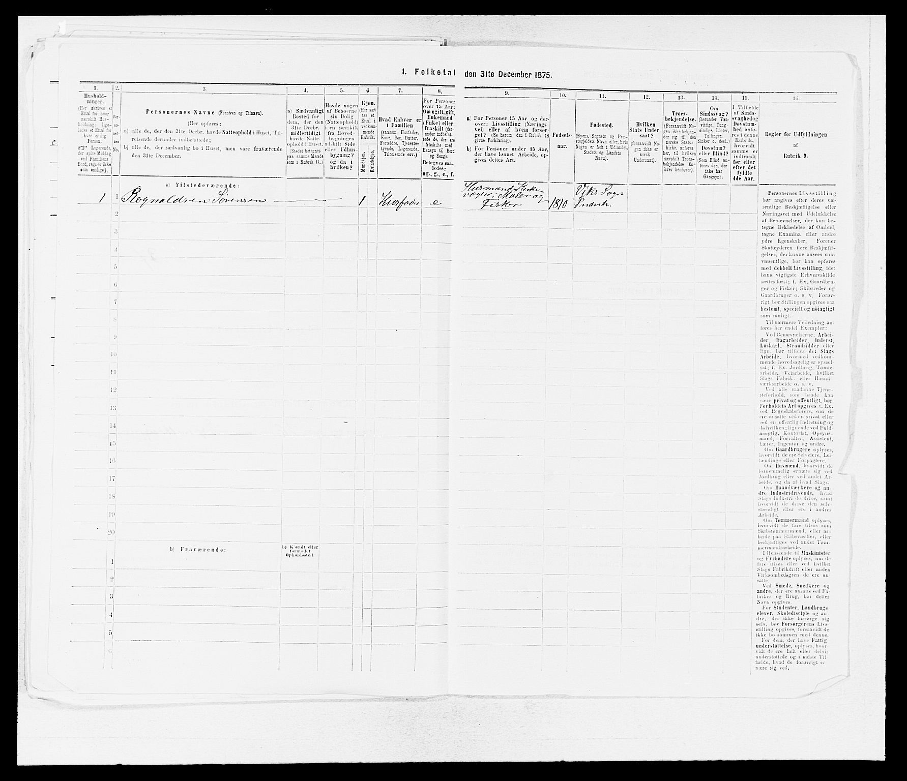 SAB, 1875 census for 1430P Indre Holmedal, 1875, p. 854