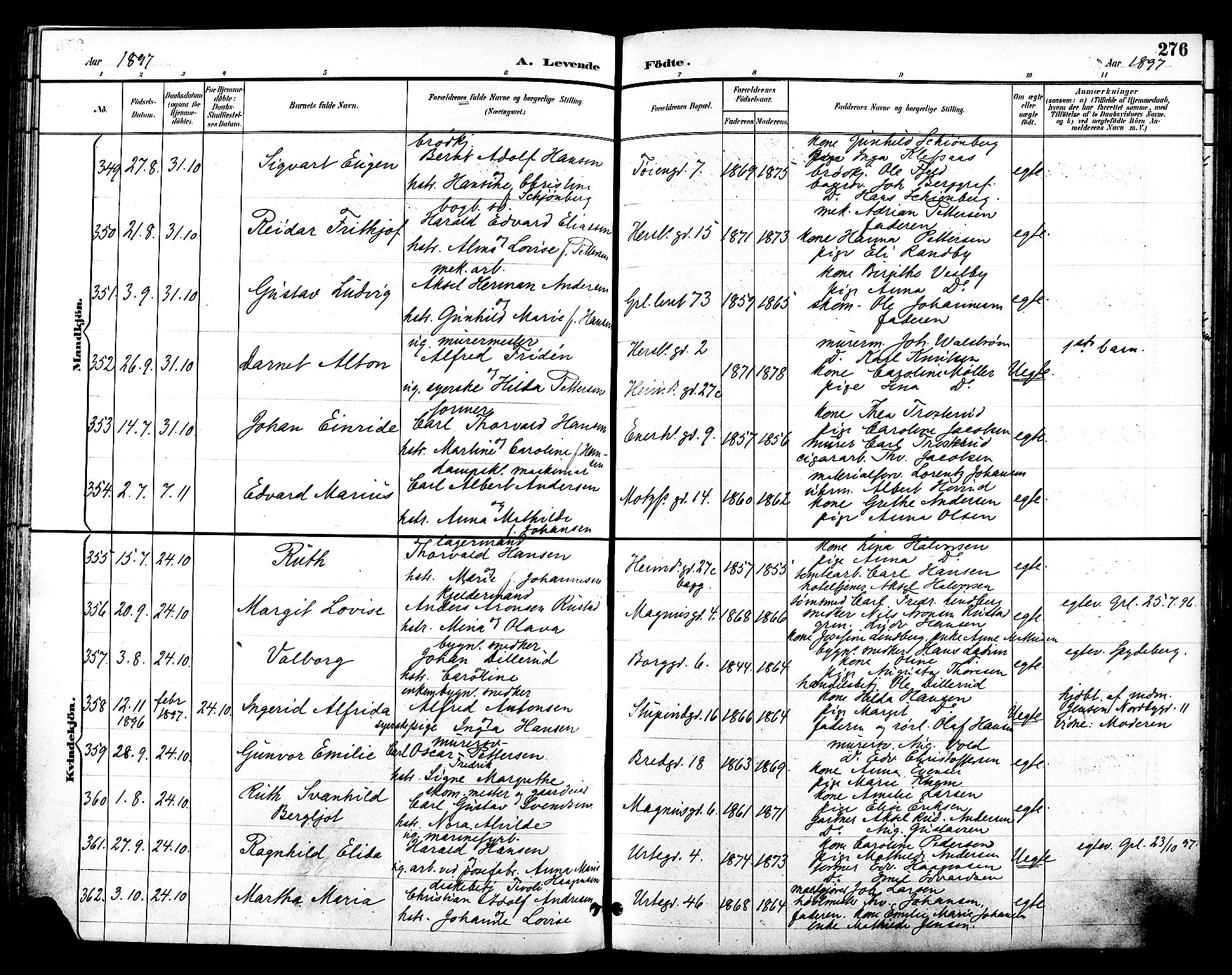 Grønland prestekontor Kirkebøker, SAO/A-10848/F/Fa/L0012: Parish register (official) no. 12, 1893-1900, p. 276