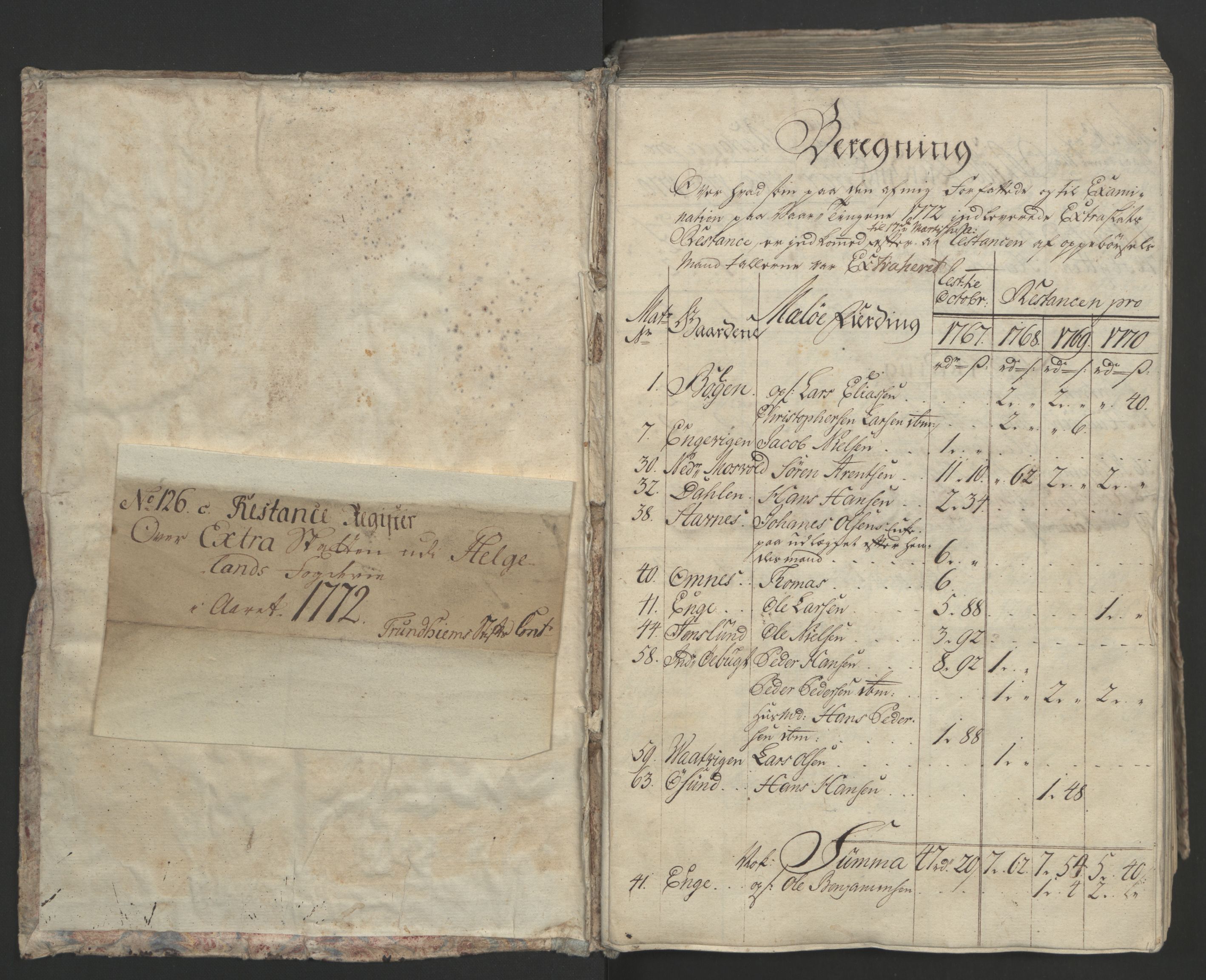 Rentekammeret inntil 1814, Realistisk ordnet avdeling, RA/EA-4070/Ol/L0023: [Gg 10]: Ekstraskatten, 23.09.1762. Helgeland (restanseregister), 1767-1772, p. 253