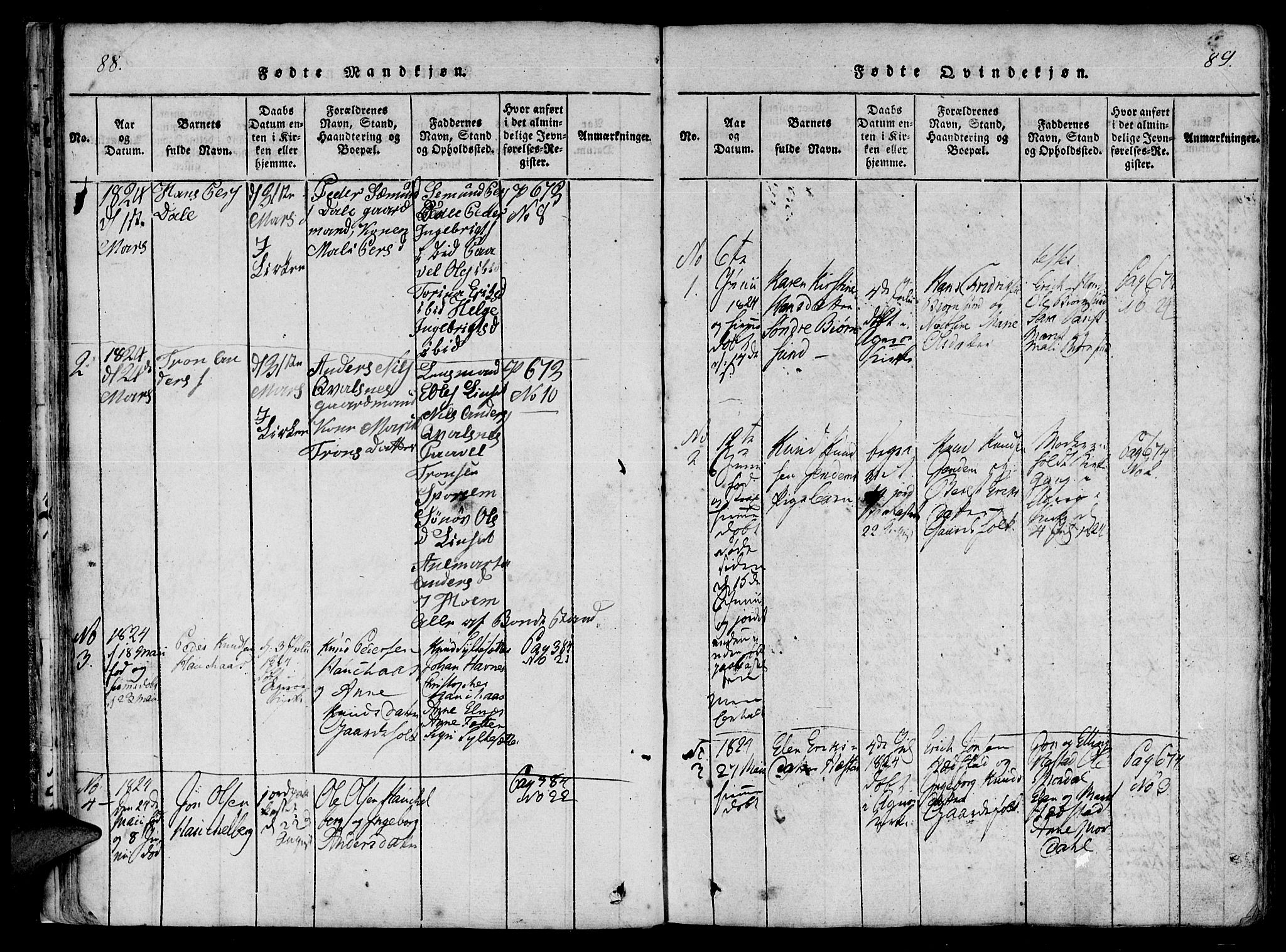 Ministerialprotokoller, klokkerbøker og fødselsregistre - Møre og Romsdal, AV/SAT-A-1454/565/L0747: Parish register (official) no. 565A01, 1817-1844, p. 88-89