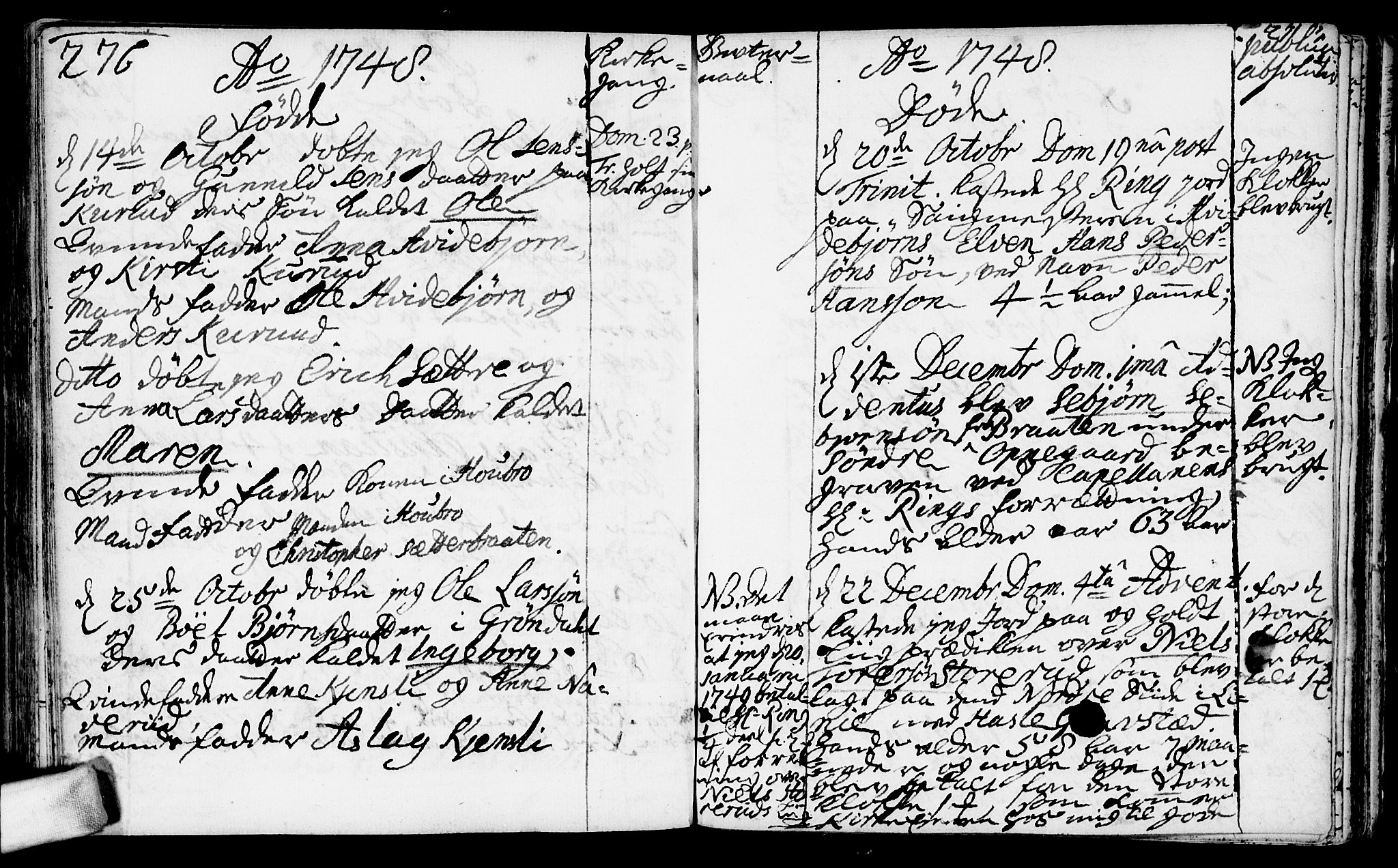 Nesodden prestekontor Kirkebøker, SAO/A-10013/F/Fa/L0001: Parish register (official) no. I 1, 1709-1749, p. 276-277