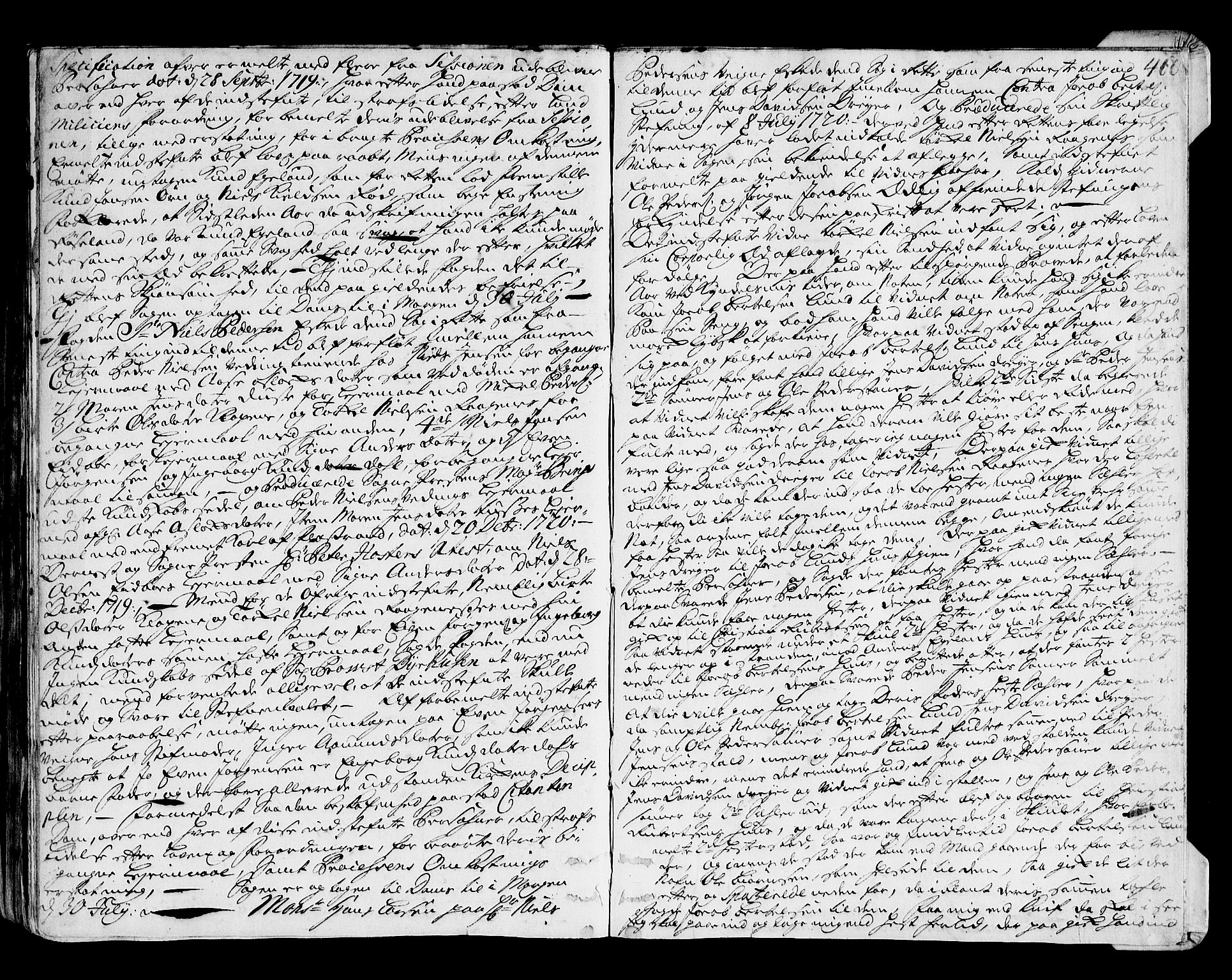 Nedenes sorenskriveri før 1824, SAK/1221-0007/F/Fa/L0018: Tingbok med register nr 13, 1717-1720, p. 459b-460a