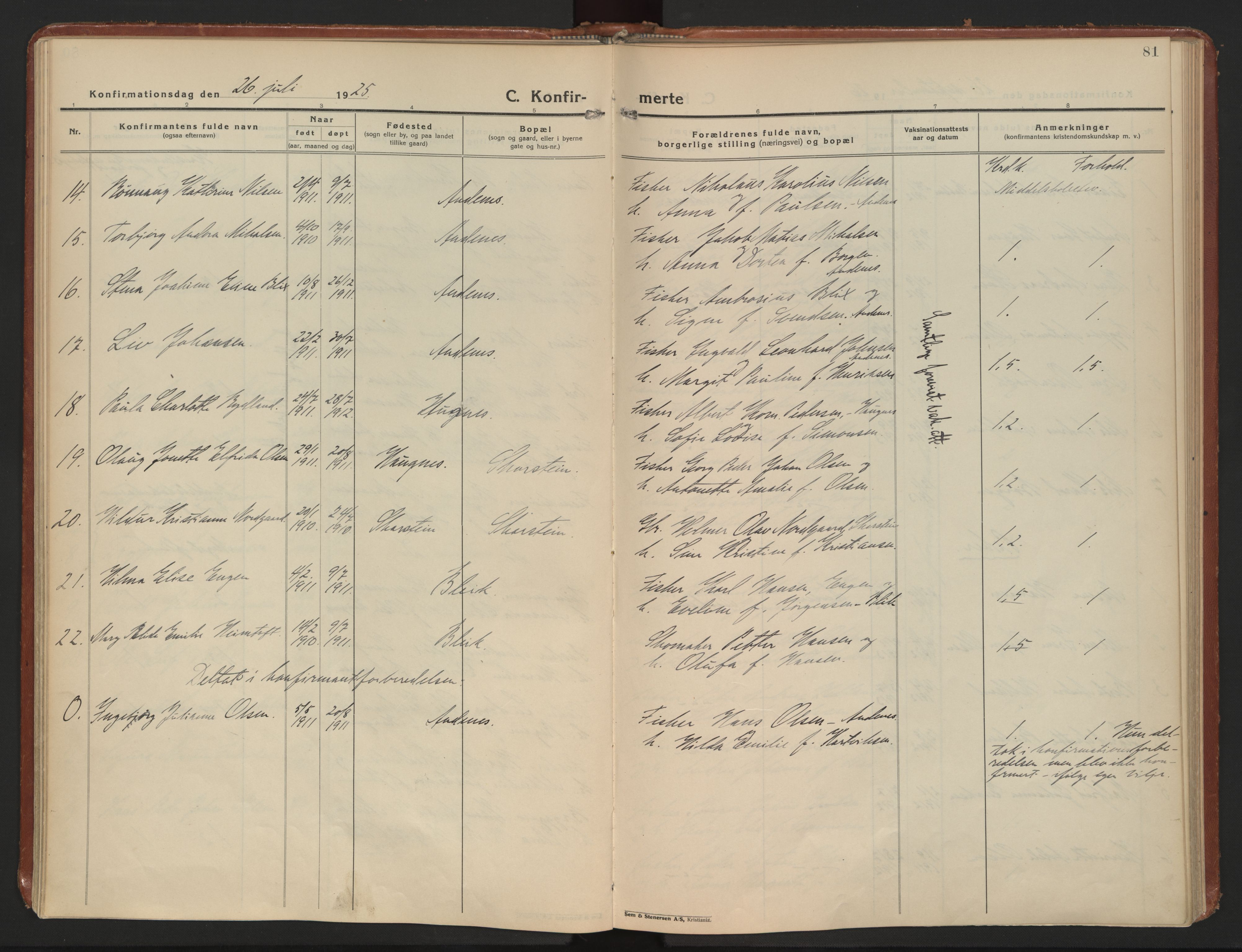 Ministerialprotokoller, klokkerbøker og fødselsregistre - Nordland, AV/SAT-A-1459/899/L1441: Parish register (official) no. 899A09, 1923-1939, p. 81