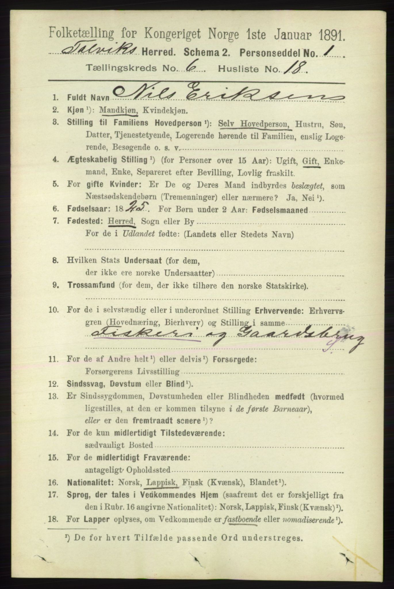 RA, 1891 census for 2013 Talvik, 1891, p. 1714