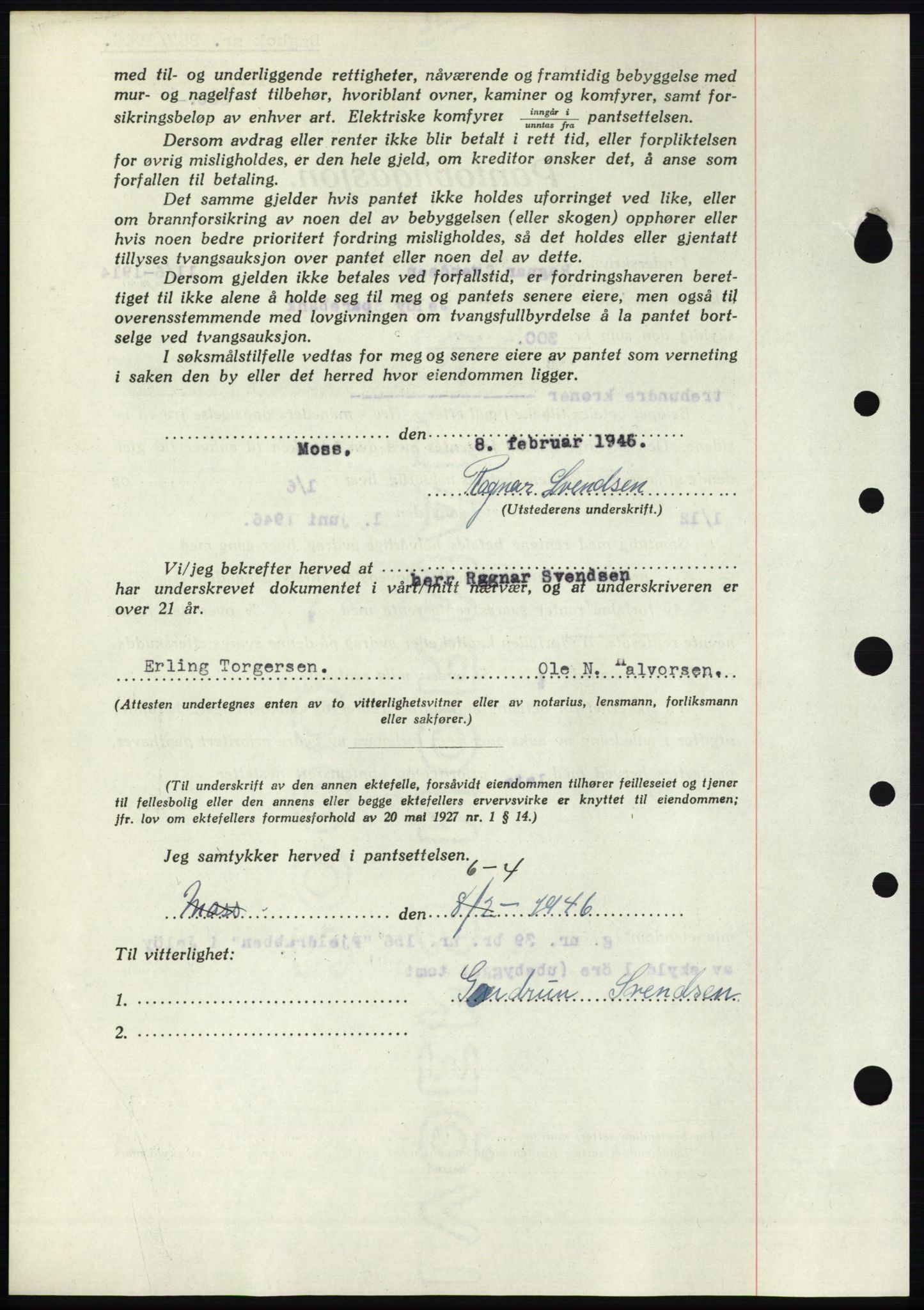 Moss sorenskriveri, SAO/A-10168: Mortgage book no. B15, 1946-1946, Diary no: : 887/1946