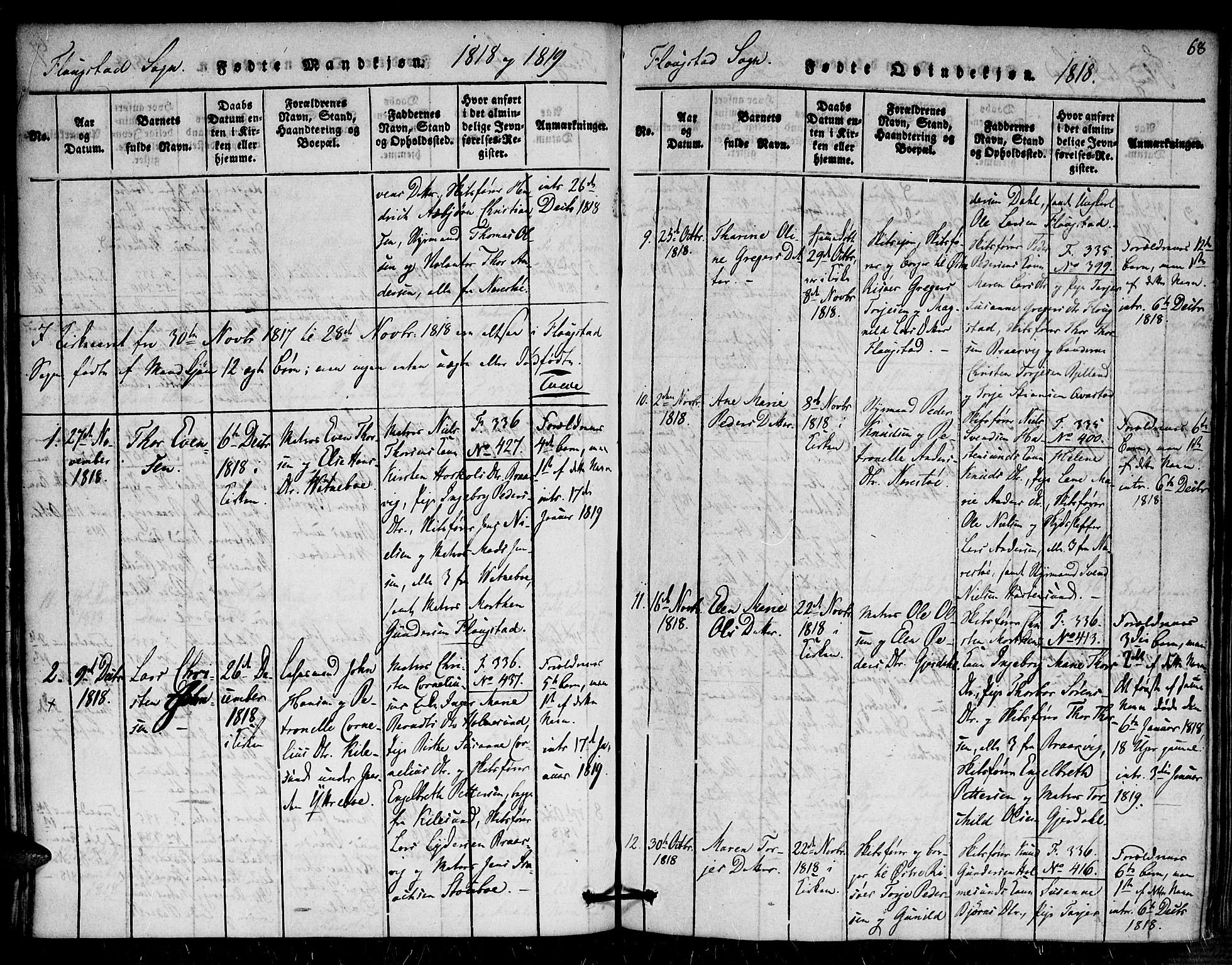 Dypvåg sokneprestkontor, AV/SAK-1111-0007/F/Fa/Faa/L0003: Parish register (official) no. A 3 /2, 1817-1824, p. 68