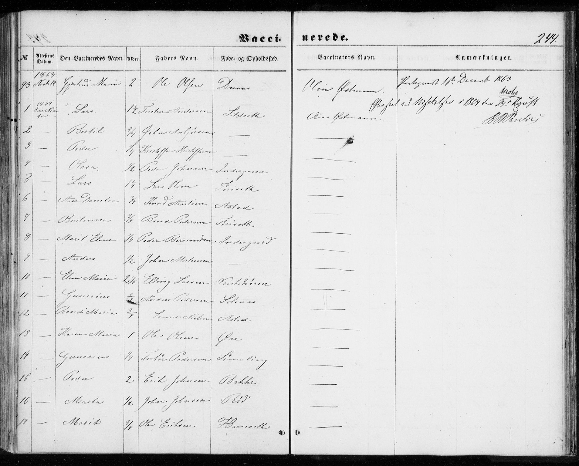 Ministerialprotokoller, klokkerbøker og fødselsregistre - Møre og Romsdal, SAT/A-1454/584/L0965: Parish register (official) no. 584A05, 1857-1868, p. 244