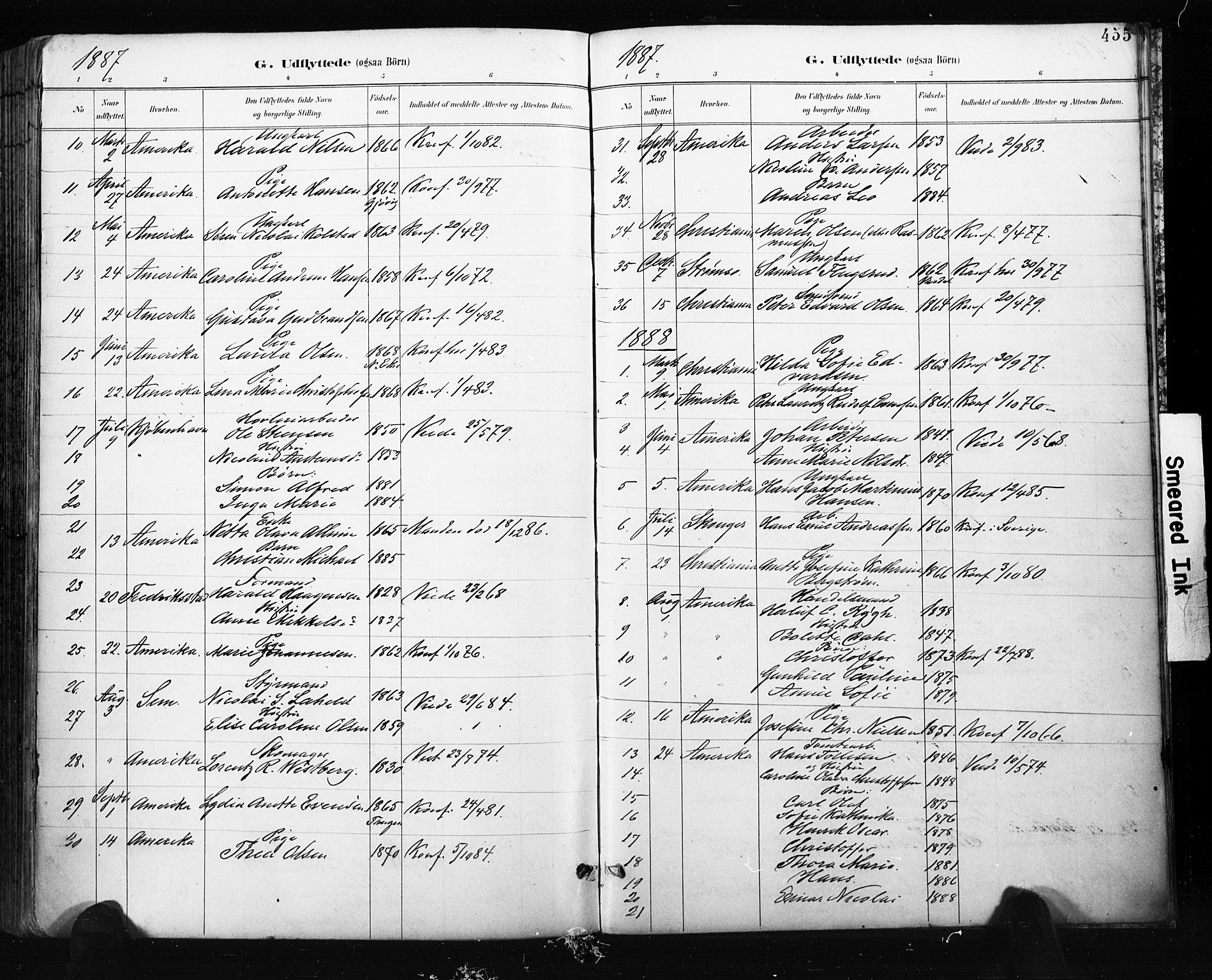 Bragernes kirkebøker, AV/SAKO-A-6/F/Fb/L0007: Parish register (official) no. II 7, 1885-1893, p. 455
