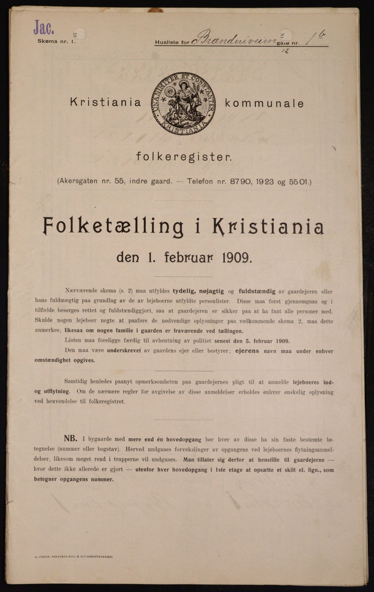 OBA, Municipal Census 1909 for Kristiania, 1909, p. 8091