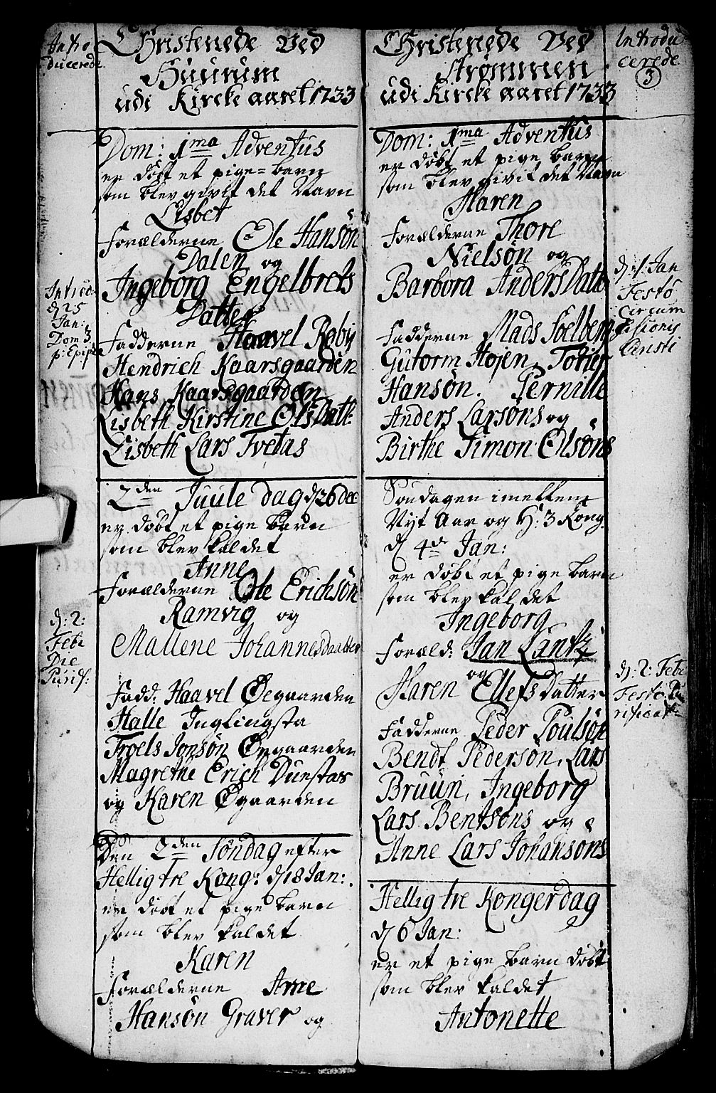 Hurum kirkebøker, SAKO/A-229/F/Fa/L0002: Parish register (official) no. 2, 1733-1757, p. 3