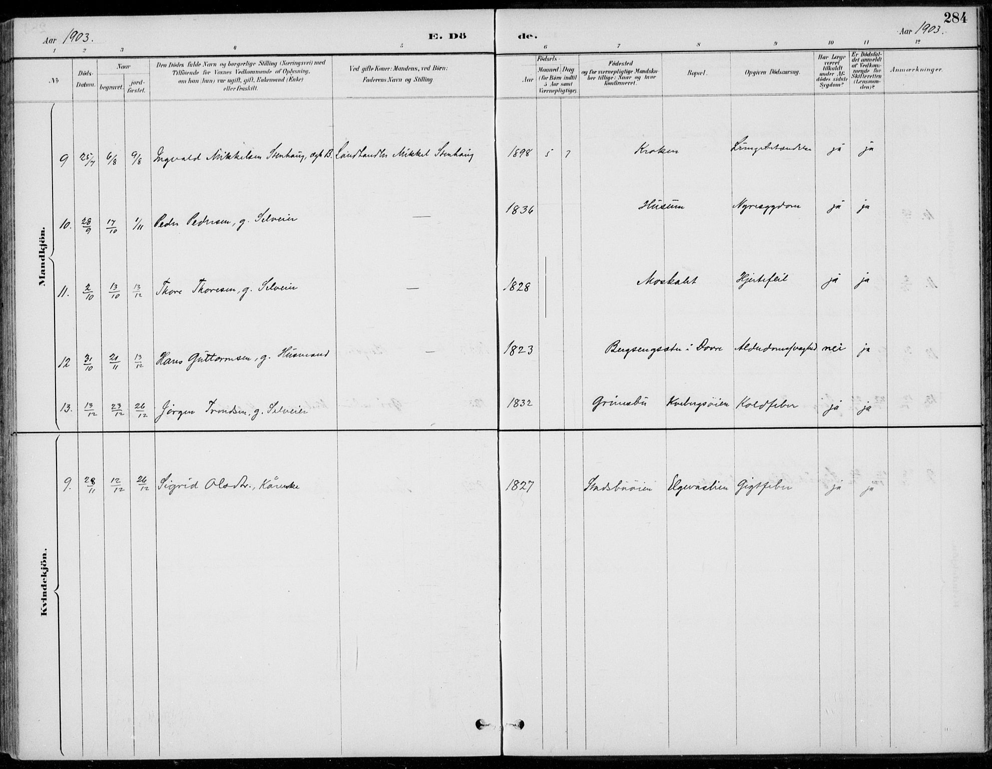 Alvdal prestekontor, AV/SAH-PREST-060/H/Ha/Haa/L0003: Parish register (official) no. 3, 1886-1912, p. 284