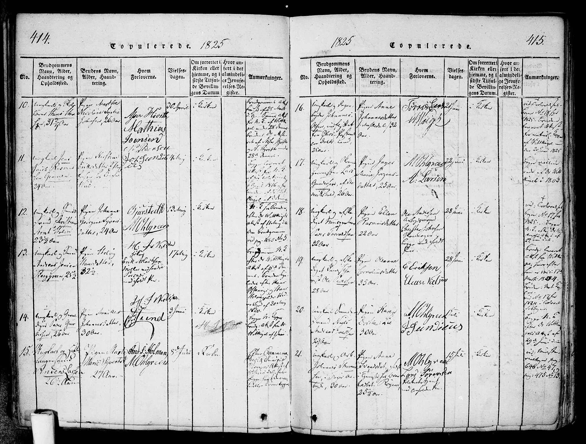 Halden prestekontor Kirkebøker, AV/SAO-A-10909/F/Fa/L0003: Parish register (official) no. I 3, 1815-1834, p. 414-415