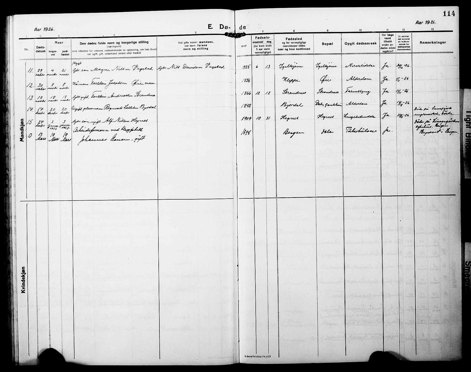 Fjaler sokneprestembete, AV/SAB-A-79801/H/Hab/Habc/L0004: Parish register (copy) no. C 4, 1914-1927, p. 114