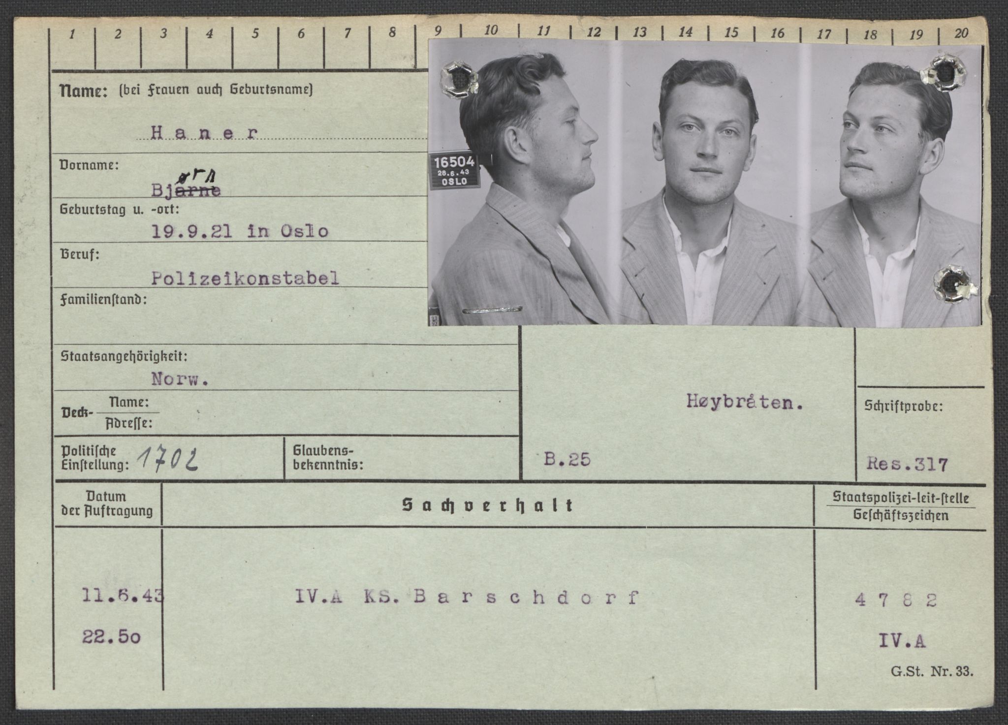 Befehlshaber der Sicherheitspolizei und des SD, AV/RA-RAFA-5969/E/Ea/Eaa/L0004: Register over norske fanger i Møllergata 19: Hal-Hæ, 1940-1945, p. 118