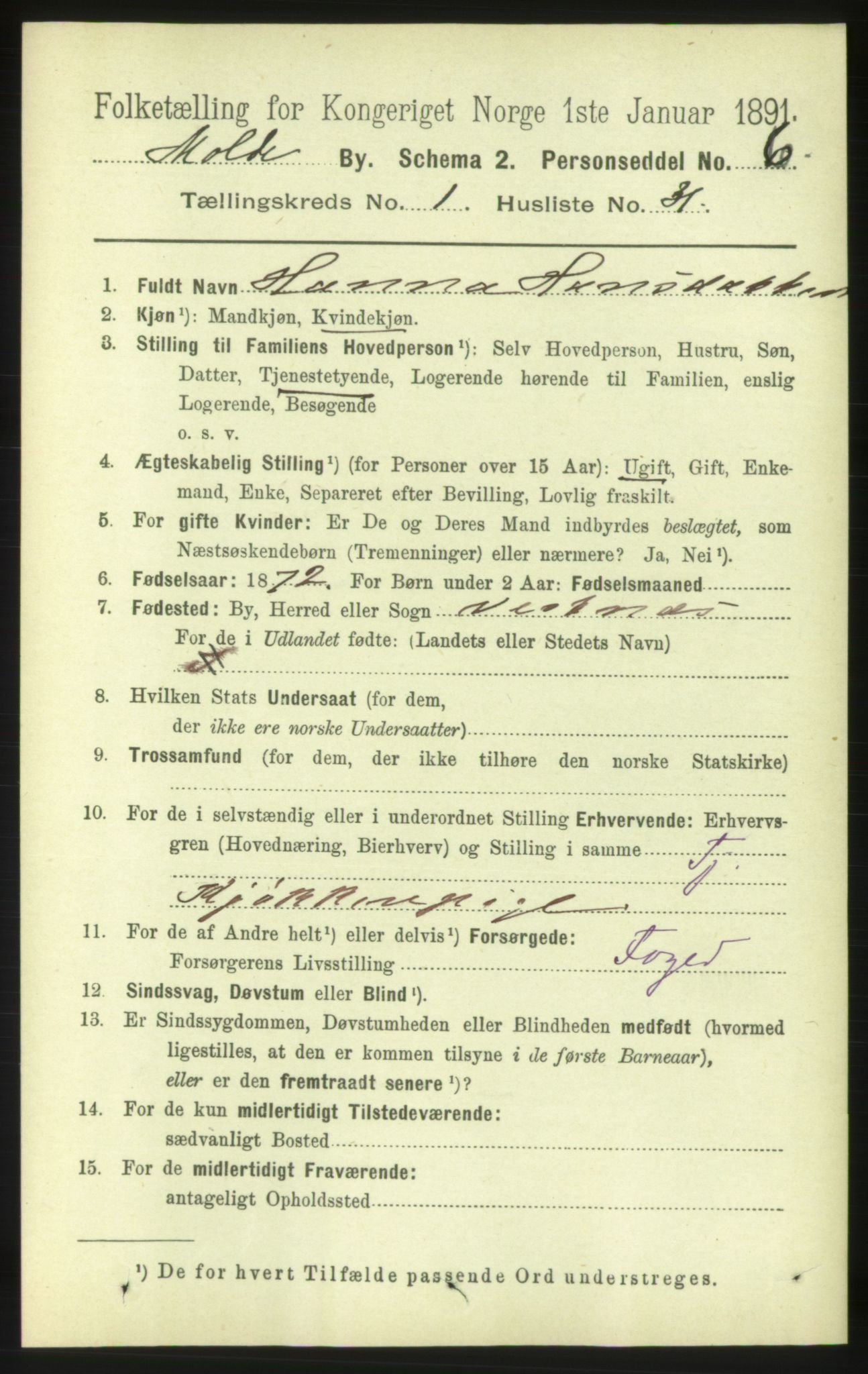 RA, 1891 census for 1502 Molde, 1891, p. 570