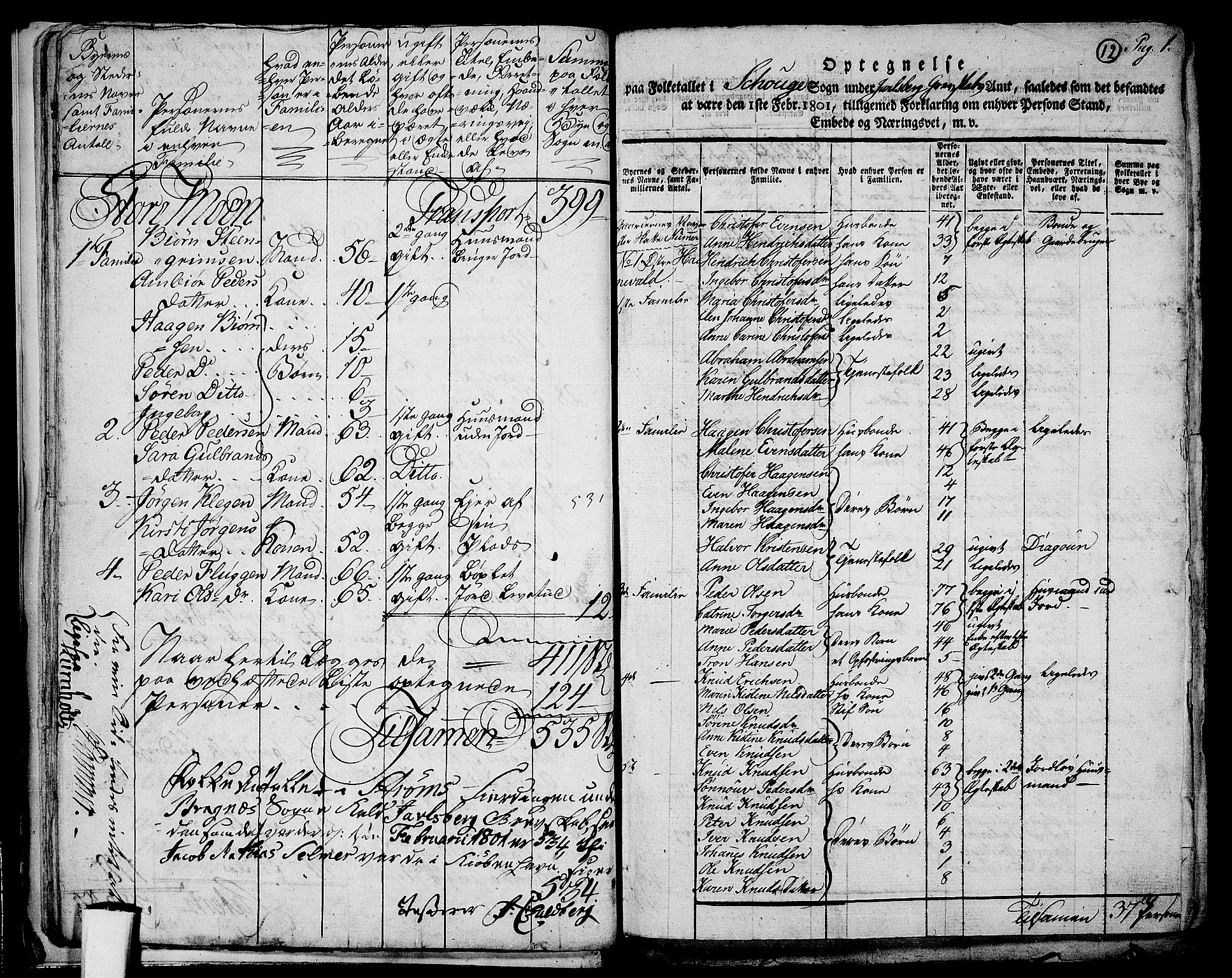RA, 1801 census for 0712P Skoger, 1801, p. 11b-12a