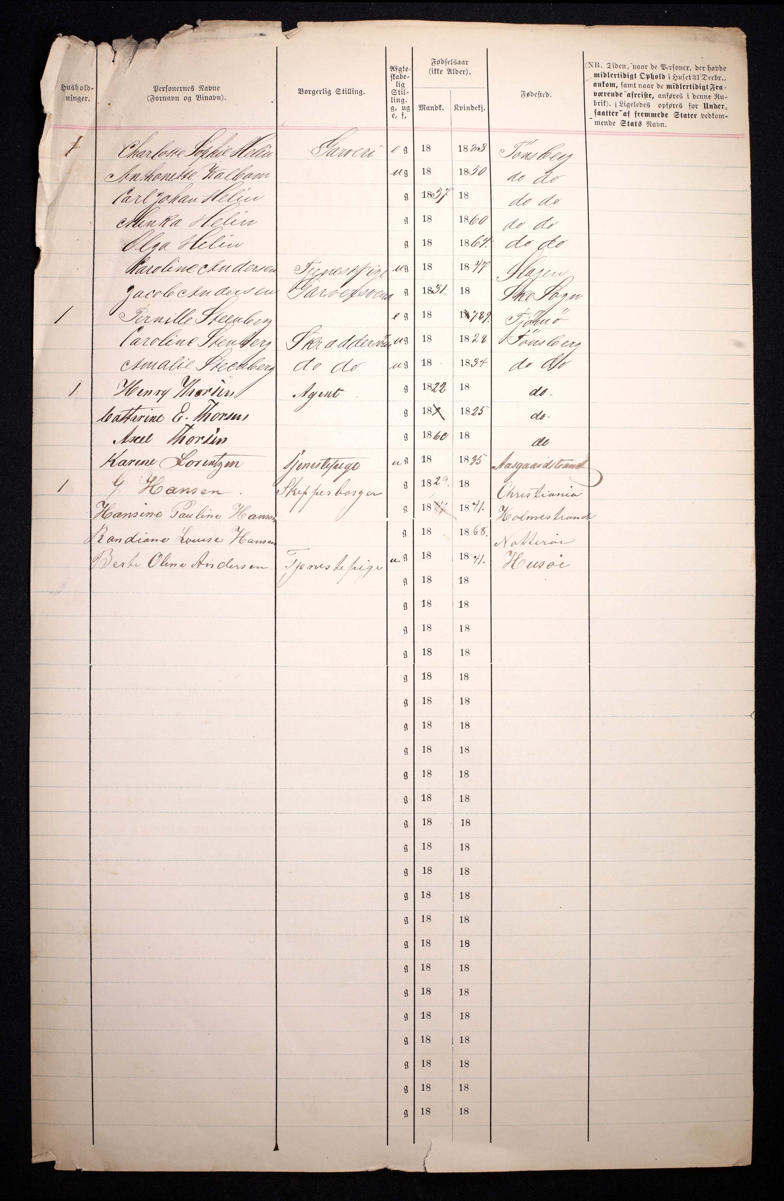 RA, 1870 census for 0705 Tønsberg, 1870, p. 67
