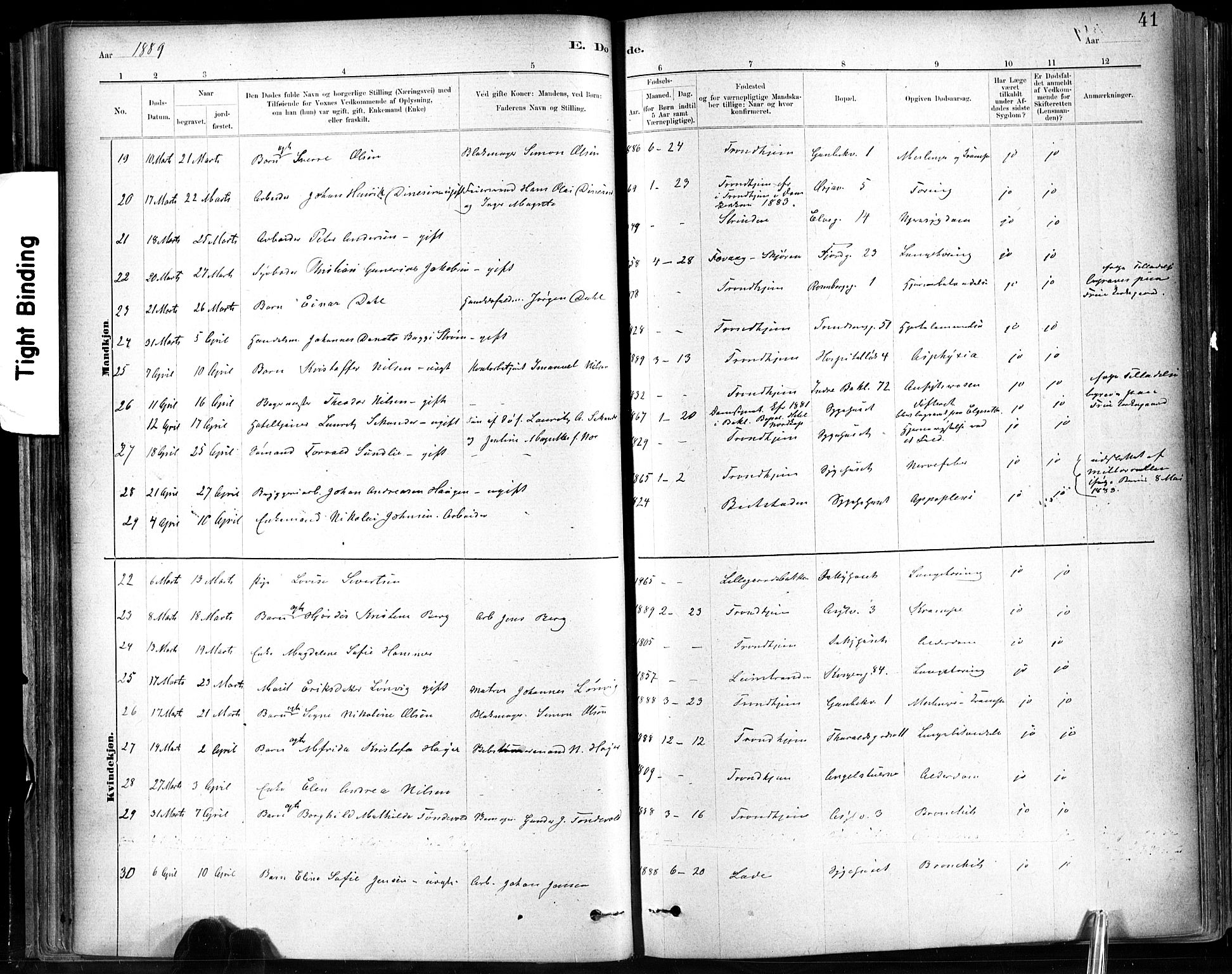 Ministerialprotokoller, klokkerbøker og fødselsregistre - Sør-Trøndelag, AV/SAT-A-1456/602/L0120: Parish register (official) no. 602A18, 1880-1913, p. 41