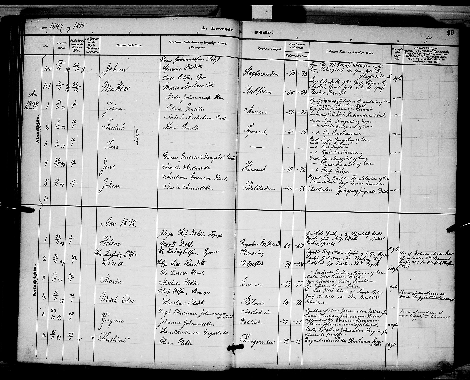 Ringsaker prestekontor, AV/SAH-PREST-014/L/La/L0012: Parish register (copy) no. 12, 1891-1902, p. 99