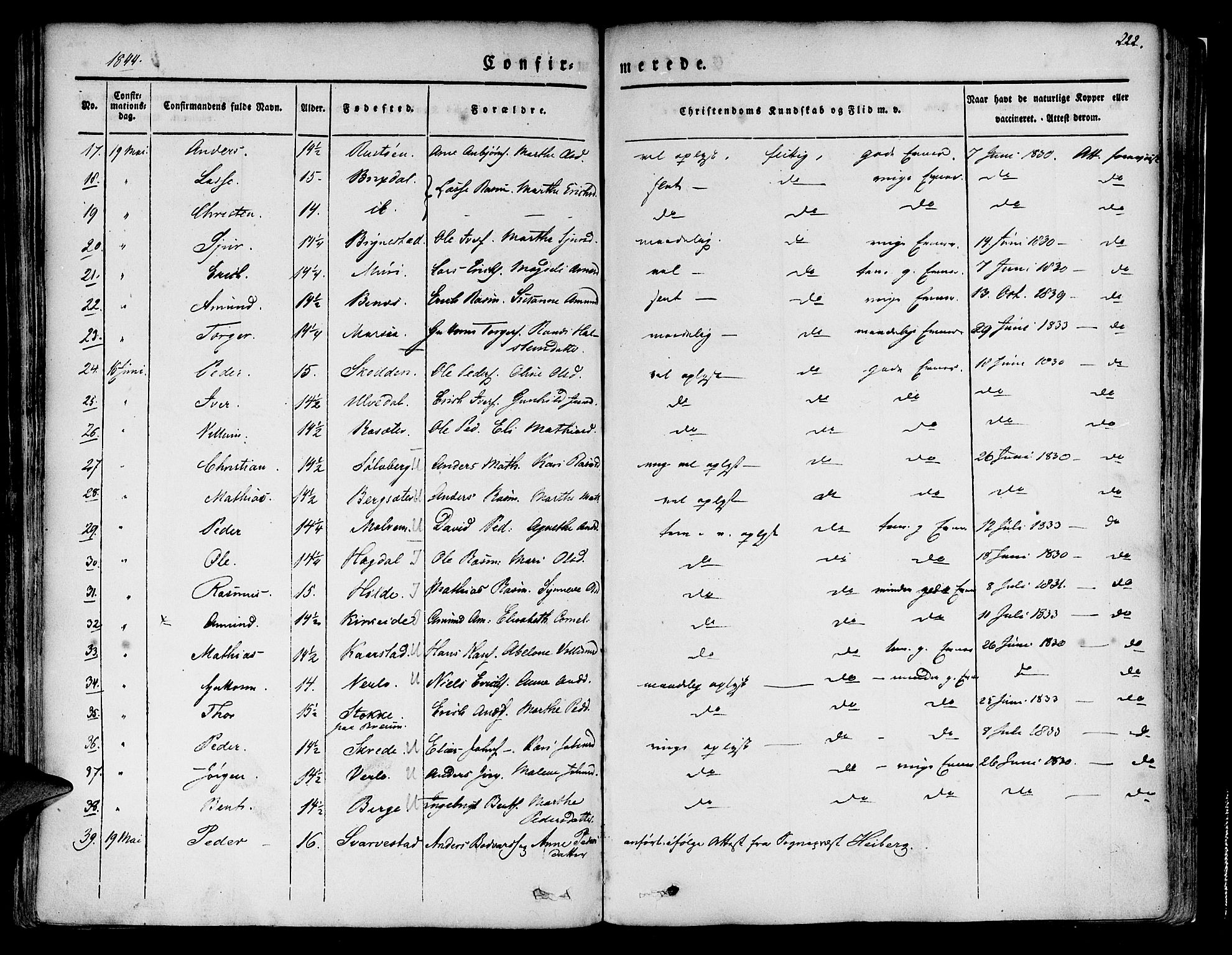 Innvik sokneprestembete, SAB/A-80501: Parish register (official) no. A 4I, 1831-1846, p. 222