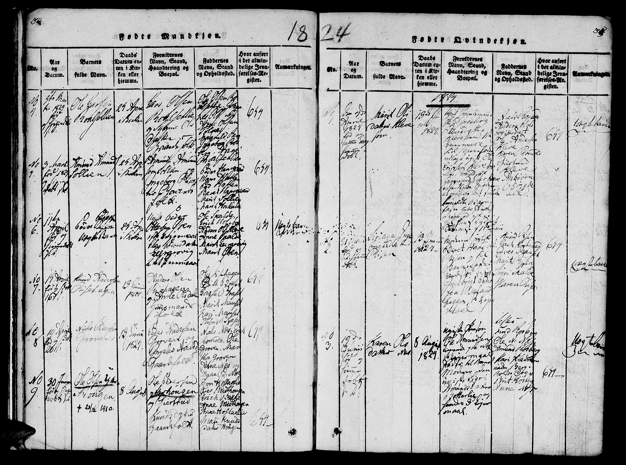 Ministerialprotokoller, klokkerbøker og fødselsregistre - Møre og Romsdal, SAT/A-1454/557/L0679: Parish register (official) no. 557A01, 1818-1843, p. 34-35