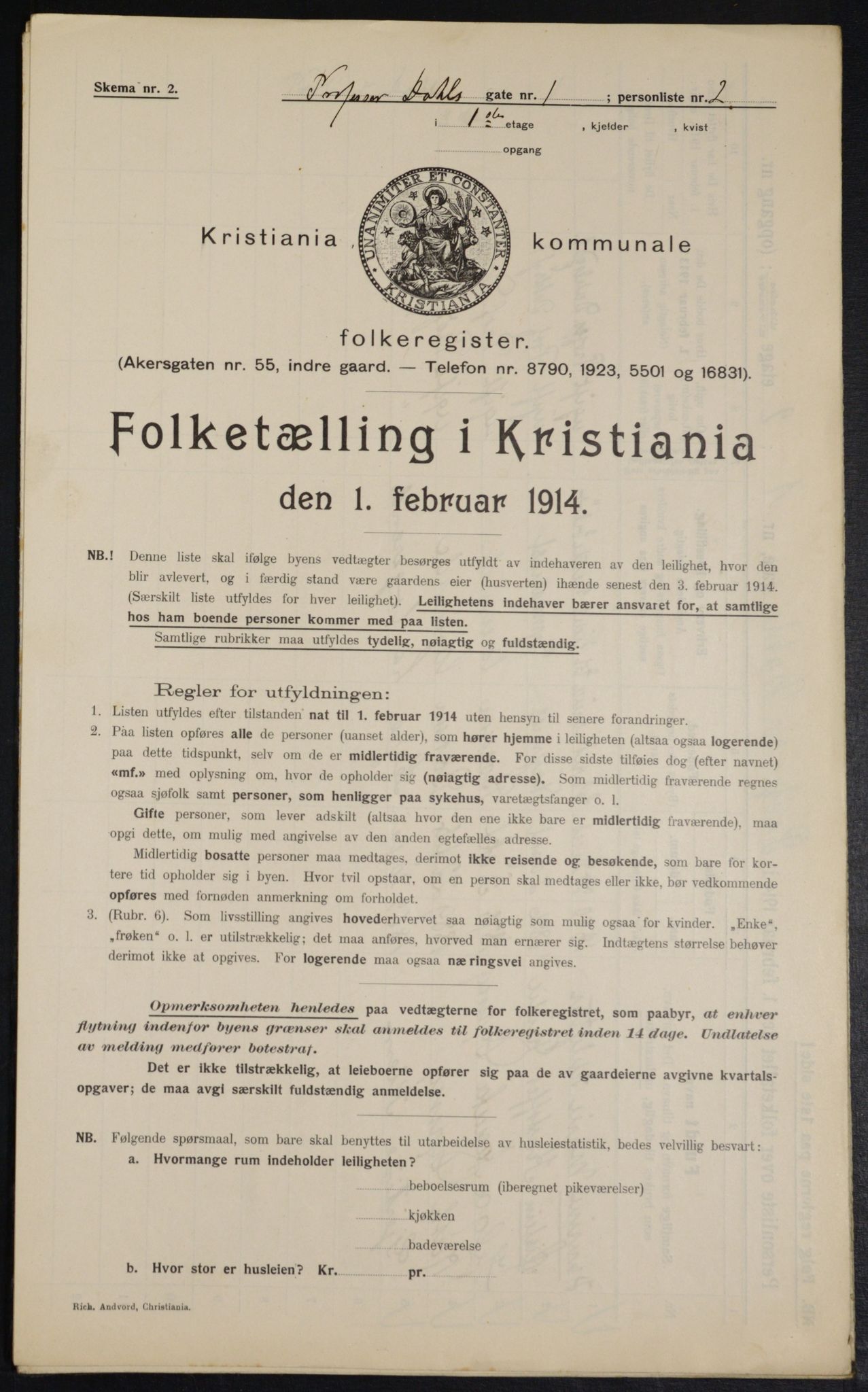 OBA, Municipal Census 1914 for Kristiania, 1914, p. 81383