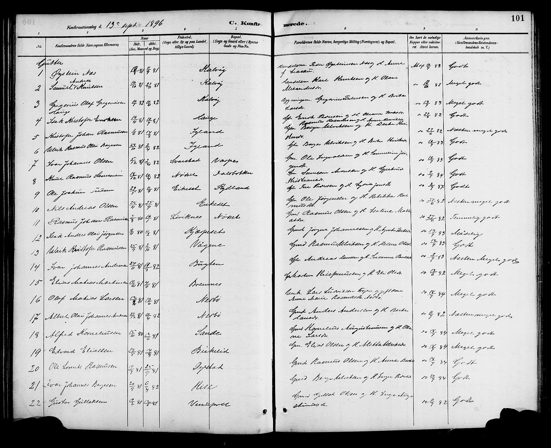 Bremanger sokneprestembete, SAB/A-82201/H/Hab/Haba/L0003: Parish register (copy) no. A 3, 1890-1908, p. 101