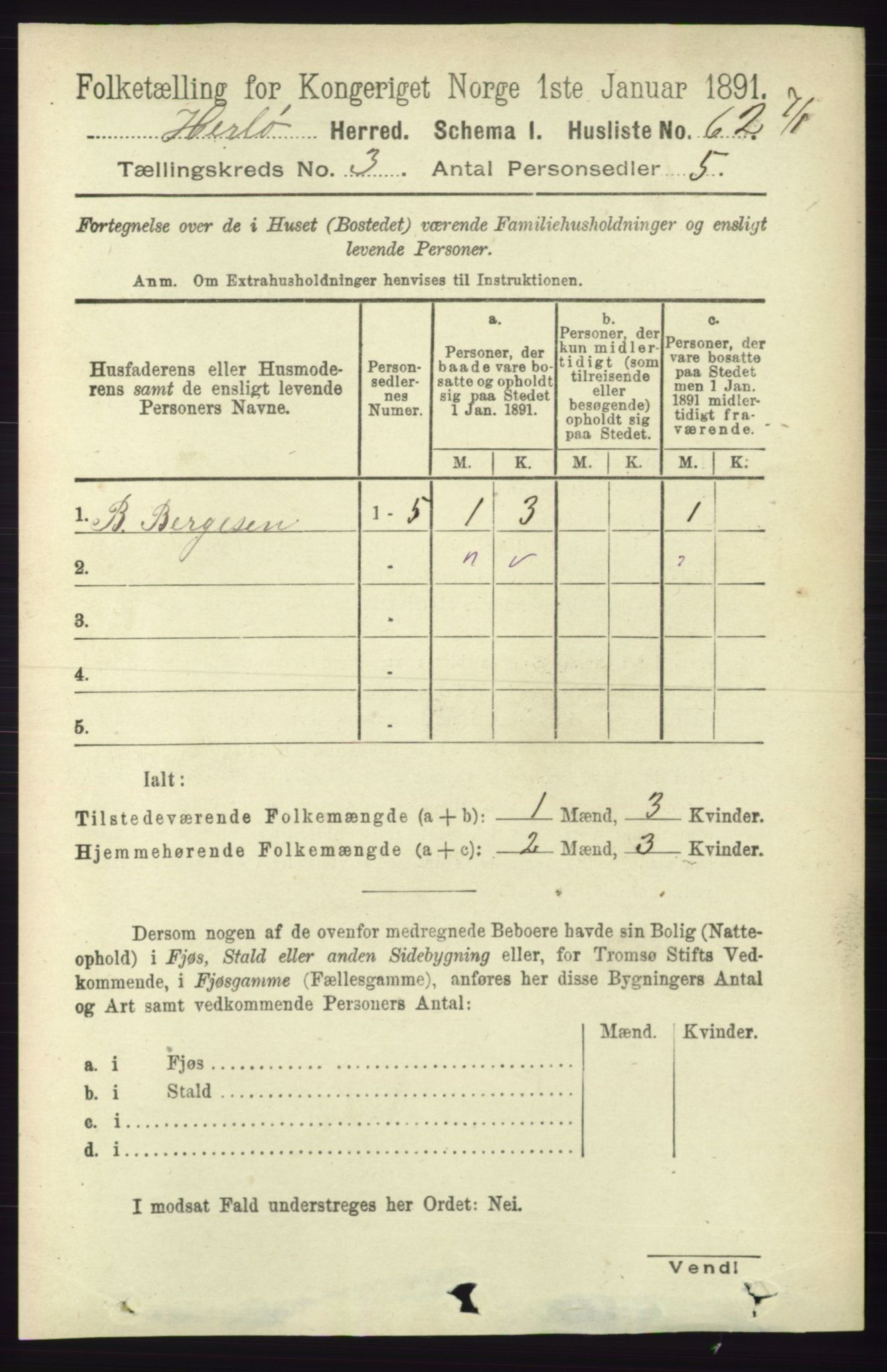 RA, 1891 census for 1258 Herdla, 1891, p. 1080