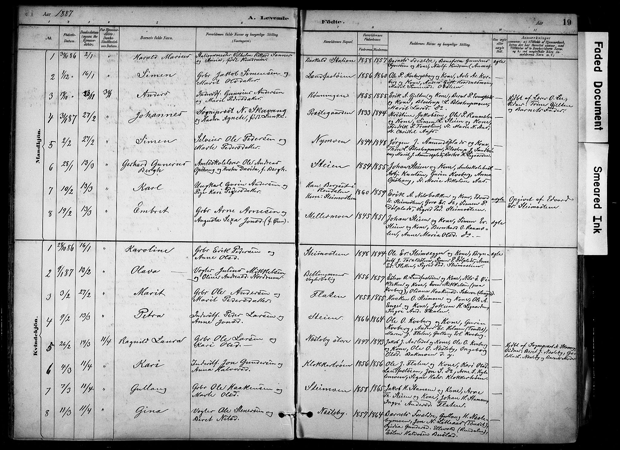 Alvdal prestekontor, SAH/PREST-060/H/Ha/Haa/L0002: Parish register (official) no. 2, 1883-1906, p. 19