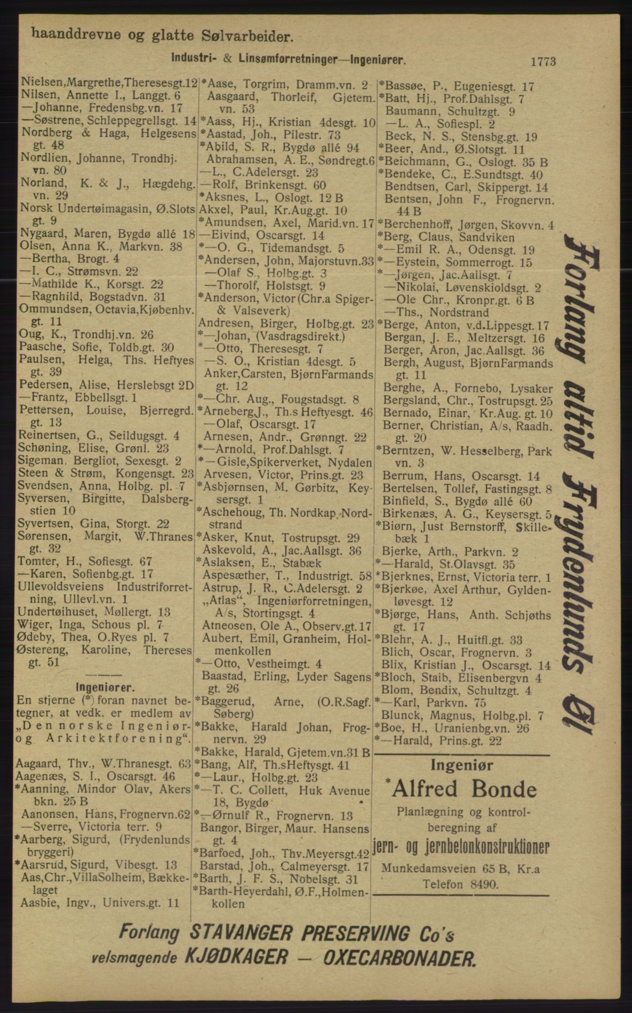 Kristiania/Oslo adressebok, PUBL/-, 1913, p. 1729