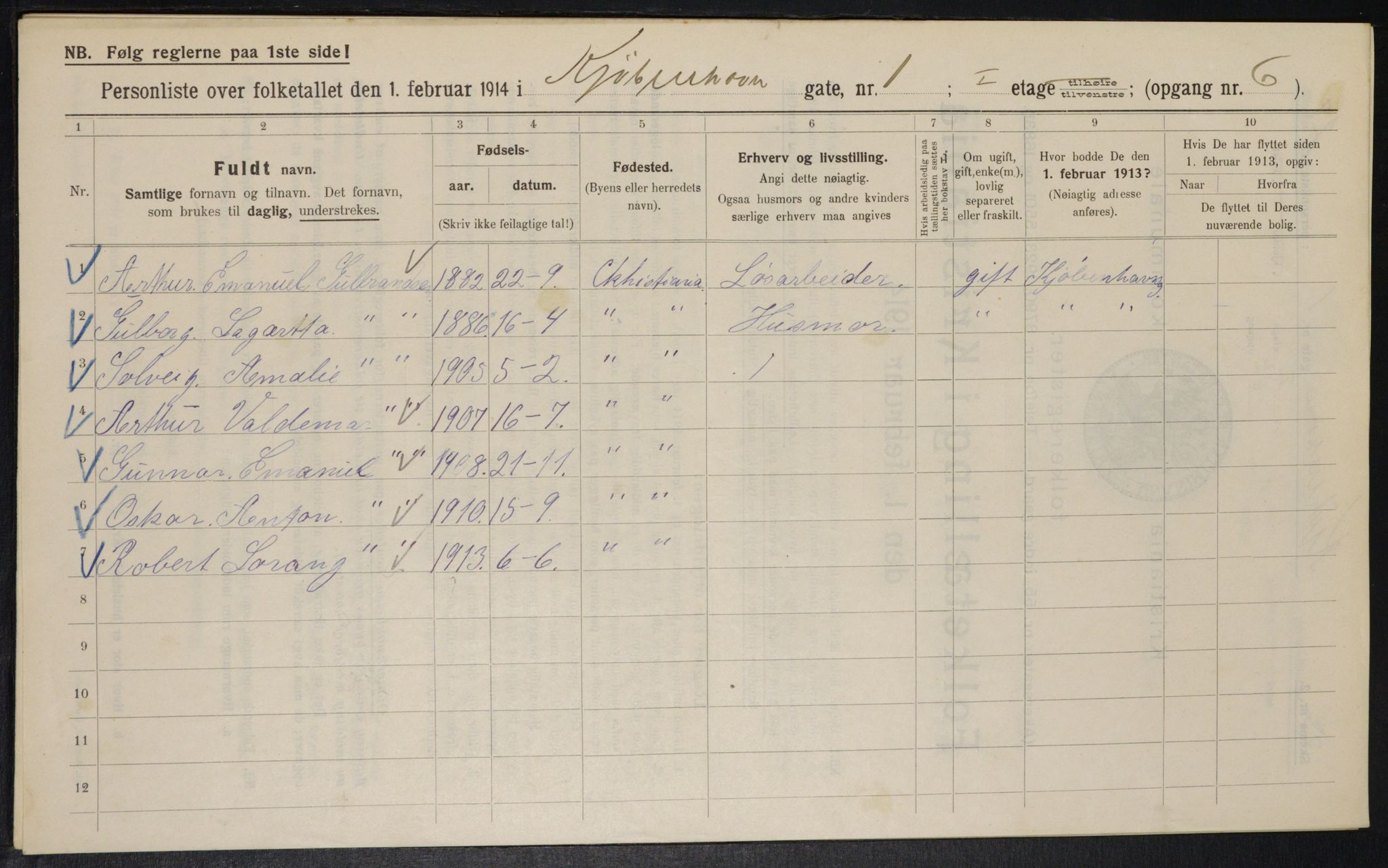 OBA, Municipal Census 1914 for Kristiania, 1914, p. 54926