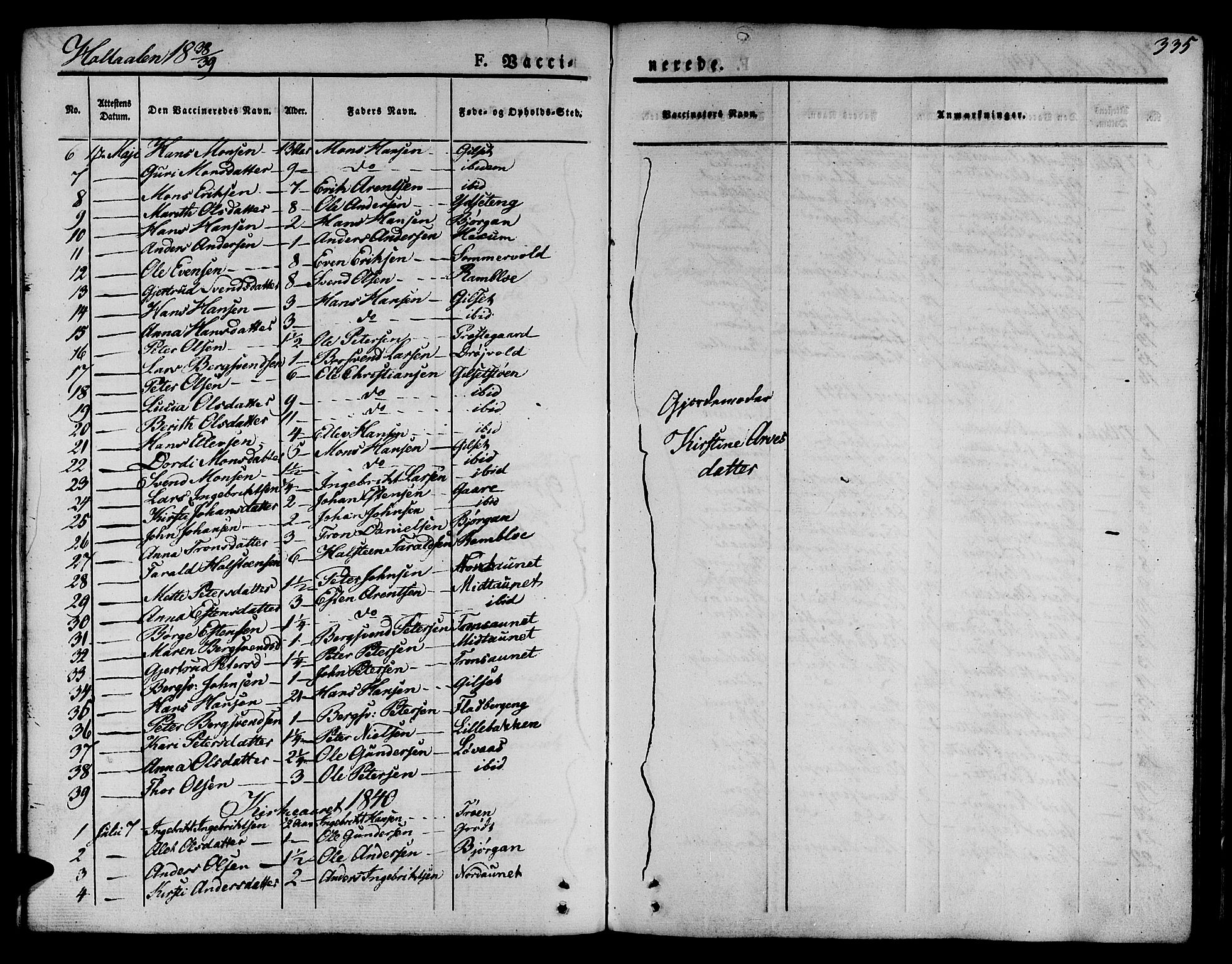 Ministerialprotokoller, klokkerbøker og fødselsregistre - Sør-Trøndelag, SAT/A-1456/685/L0960: Parish register (official) no. 685A05 /1, 1829-1845, p. 335
