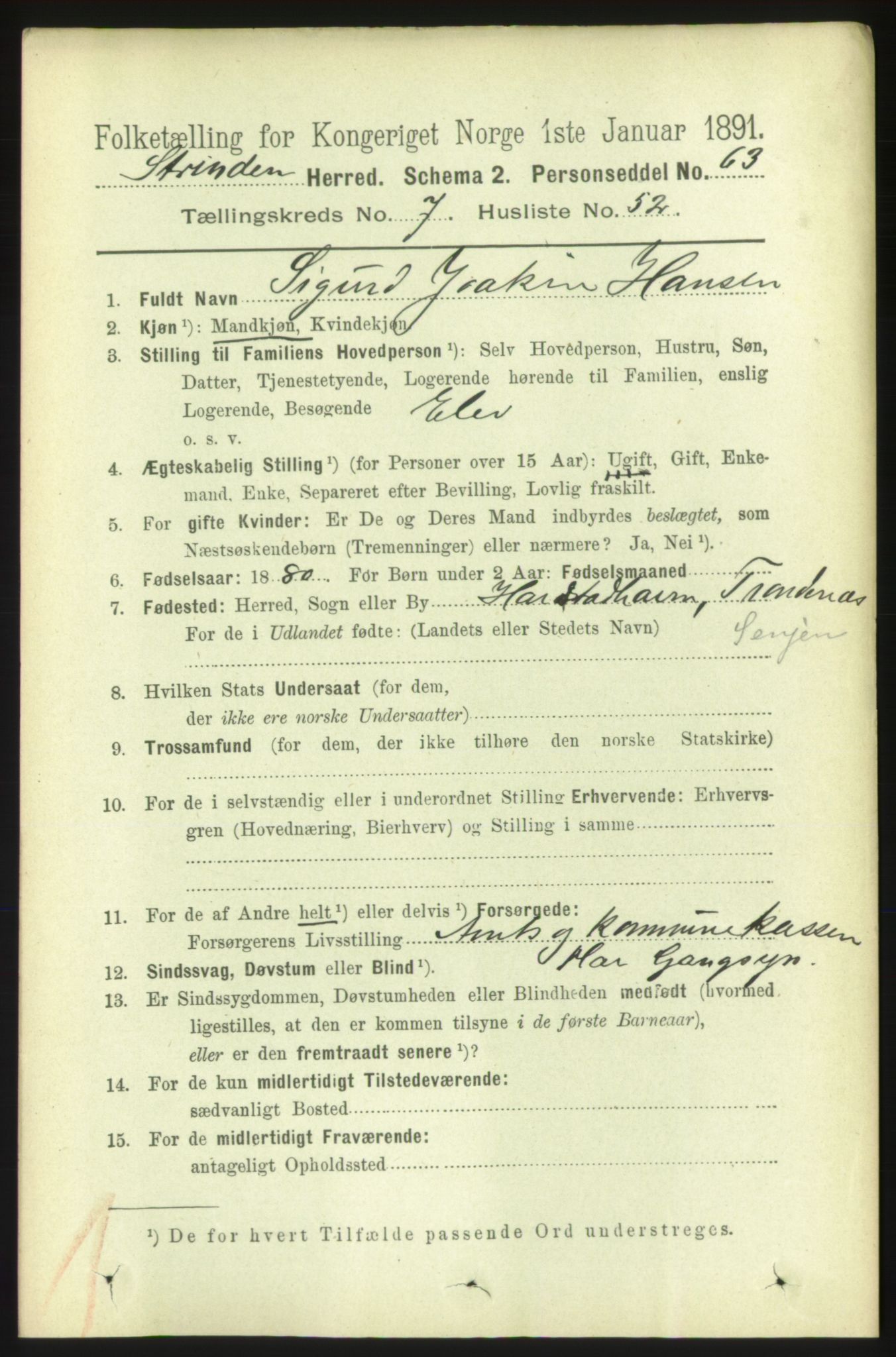 RA, 1891 census for 1660 Strinda, 1891, p. 6658