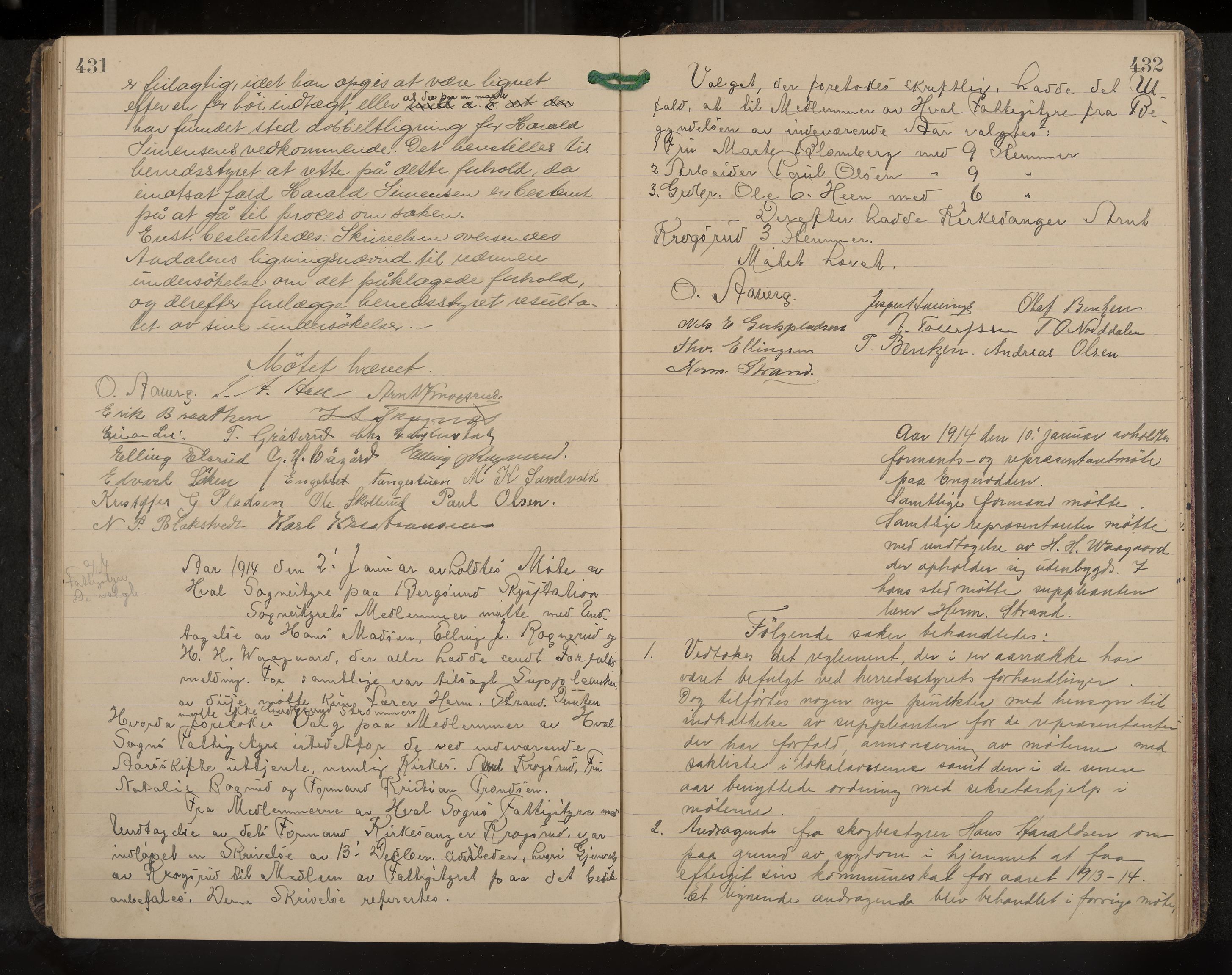 Ådal formannskap og sentraladministrasjon, IKAK/0614021/A/Aa/L0003: Møtebok, 1907-1914, p. 431-432