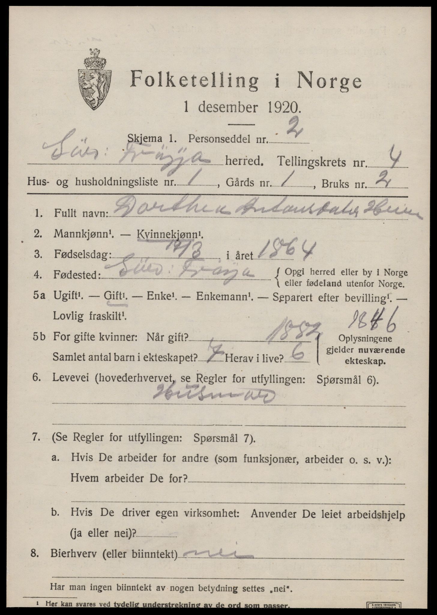 SAT, 1920 census for Sør-Frøya, 1920, p. 3389